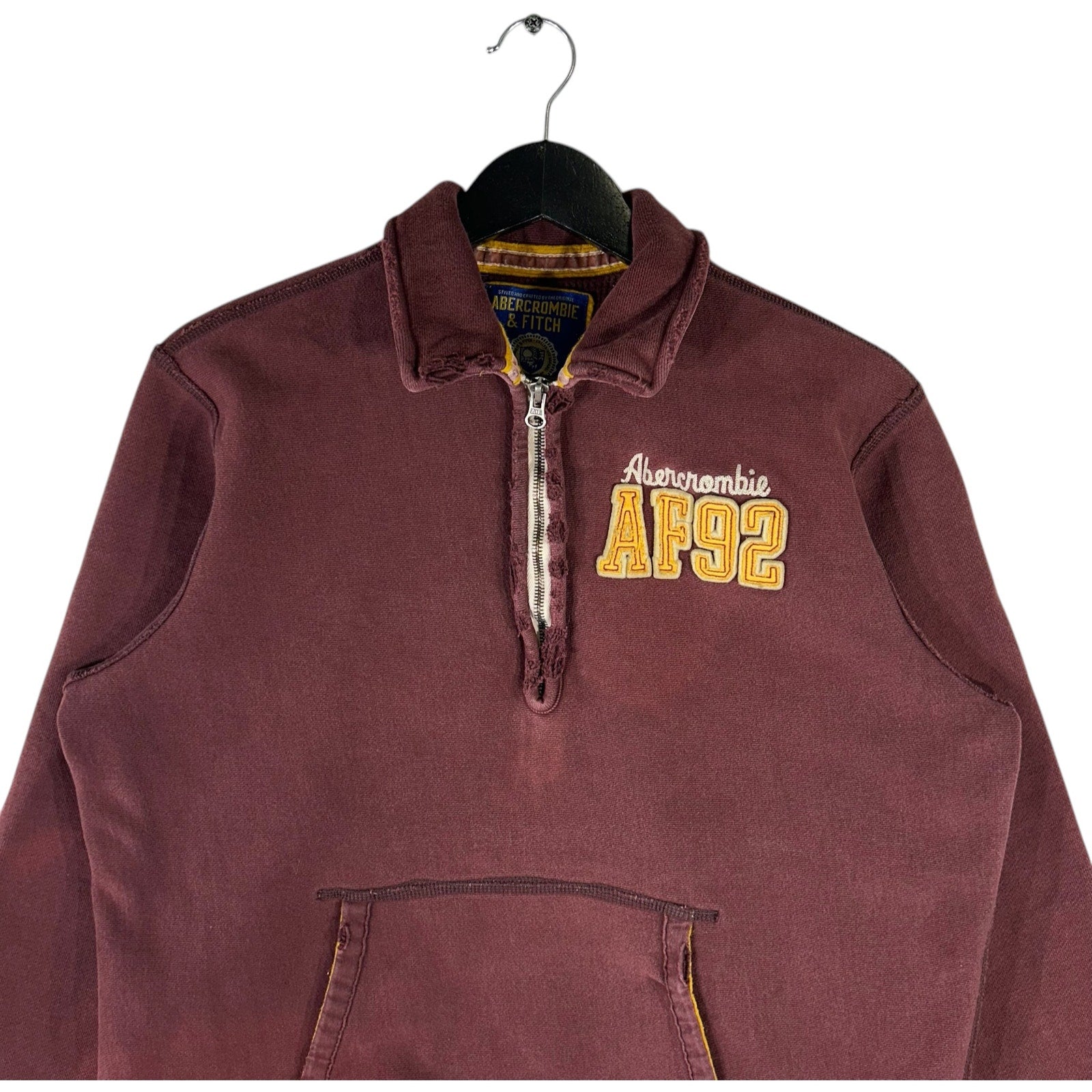 Collection of Abercrombie And Fitch 1/4 Zip Collared Sweatshirt in a gallery layout