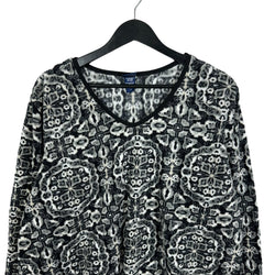 Collection of Womens Kaleidoscope Pattern V-Neck Fleece Sweater in a gallery layout