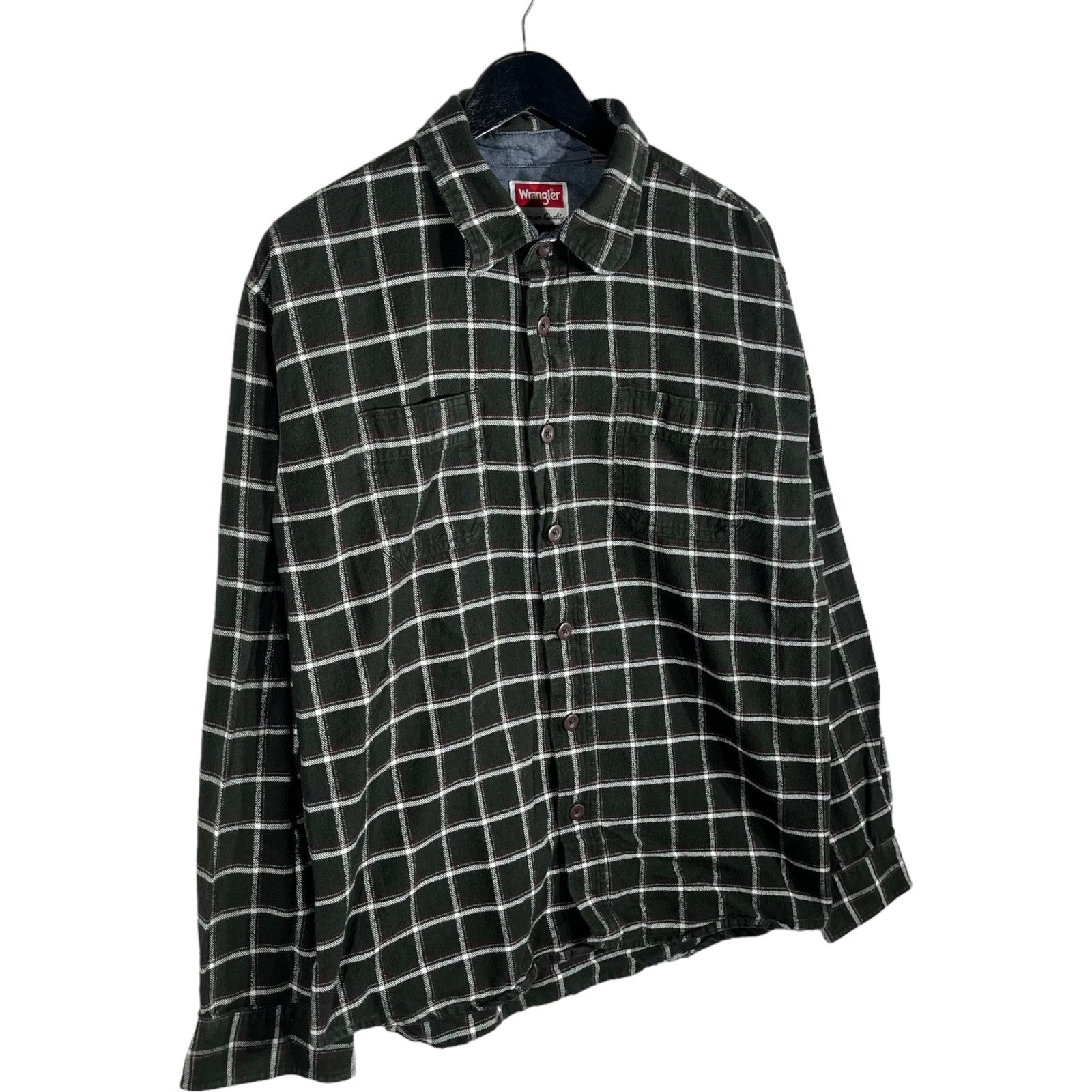 Collection of Wrangler Premium Quality Plaid Long Sleeve Flannel in a gallery layout