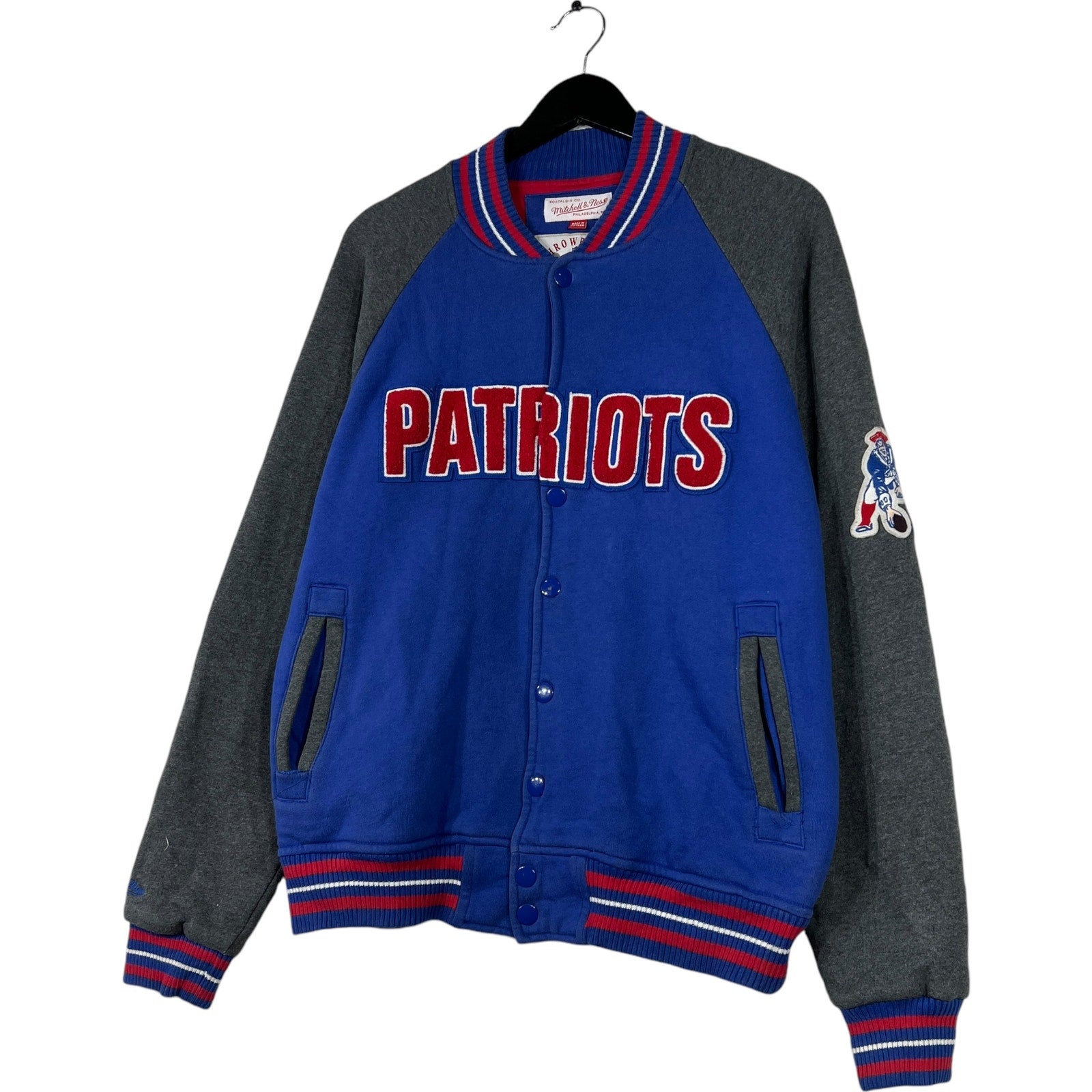 Collection of Mitchell & Ness NFL New England Patriots Bomber Jacket in a gallery layout