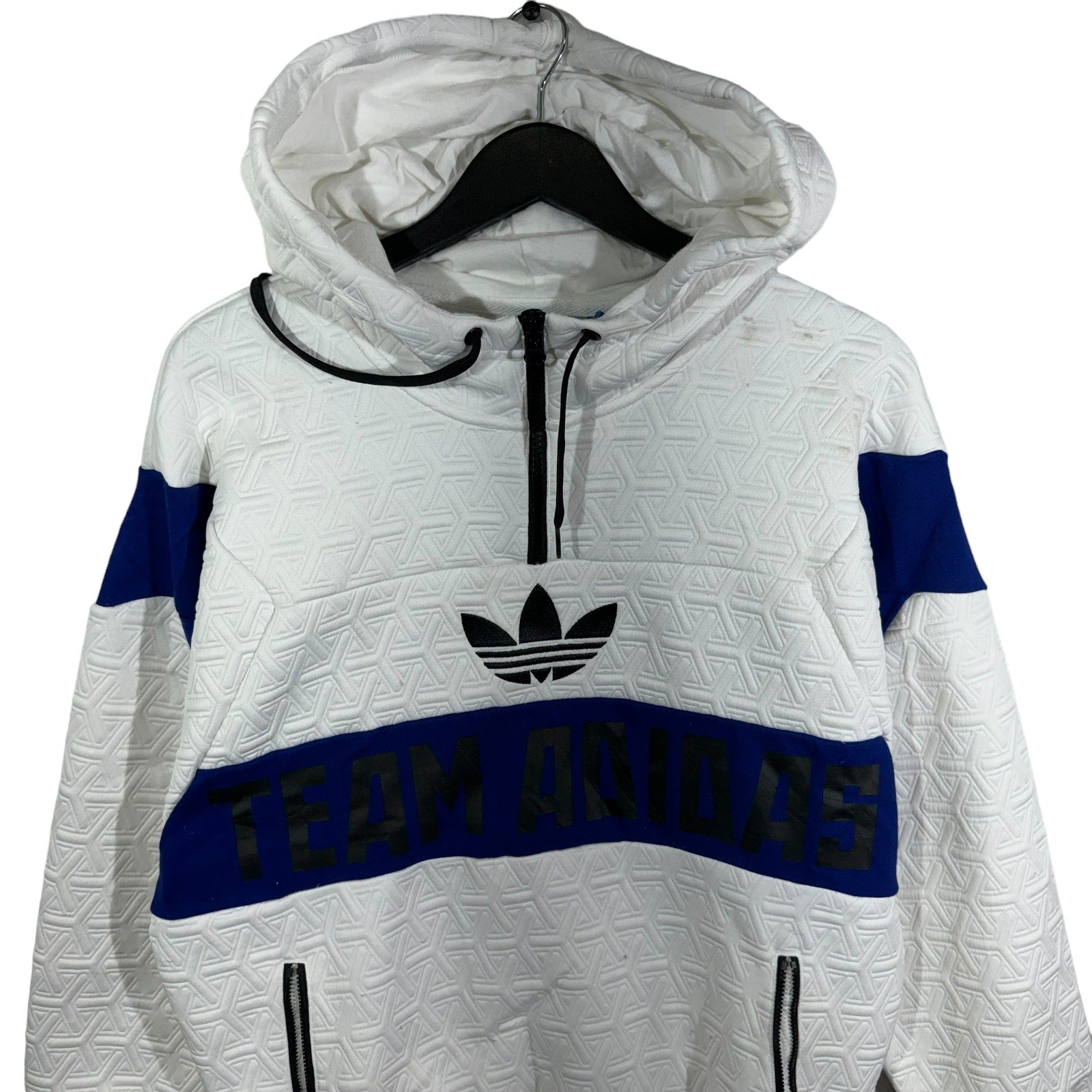 Collection of Adidas Embossed Geometric Pattern 1/4 Zip Hoodie in a gallery layout