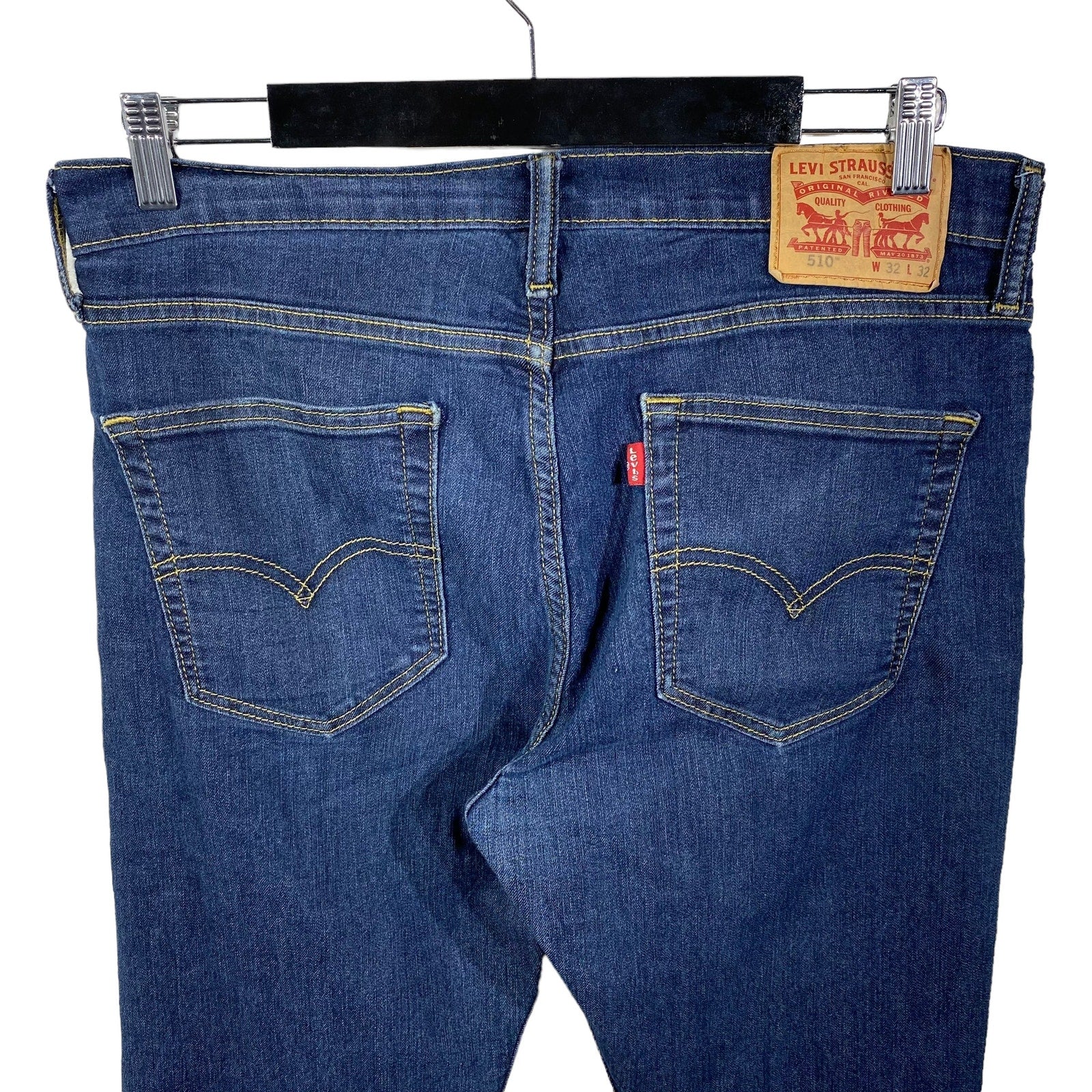 Collection of Levis 501 Zip Fly Straight Leg Dark Wash Denim Pants in a gallery layout