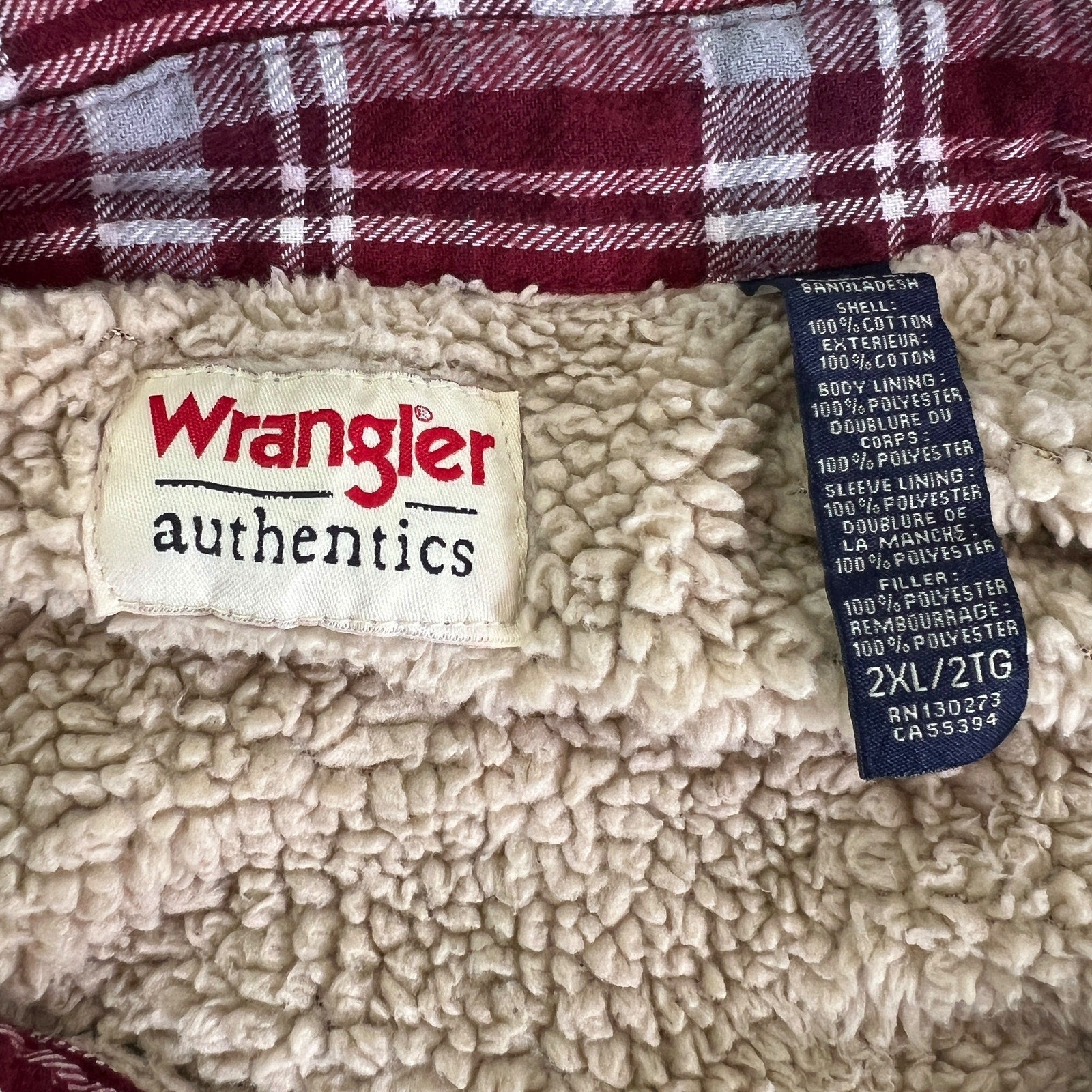 Collection of Wrangler Fleece Lined Collared Button Down Flannel in a gallery layout