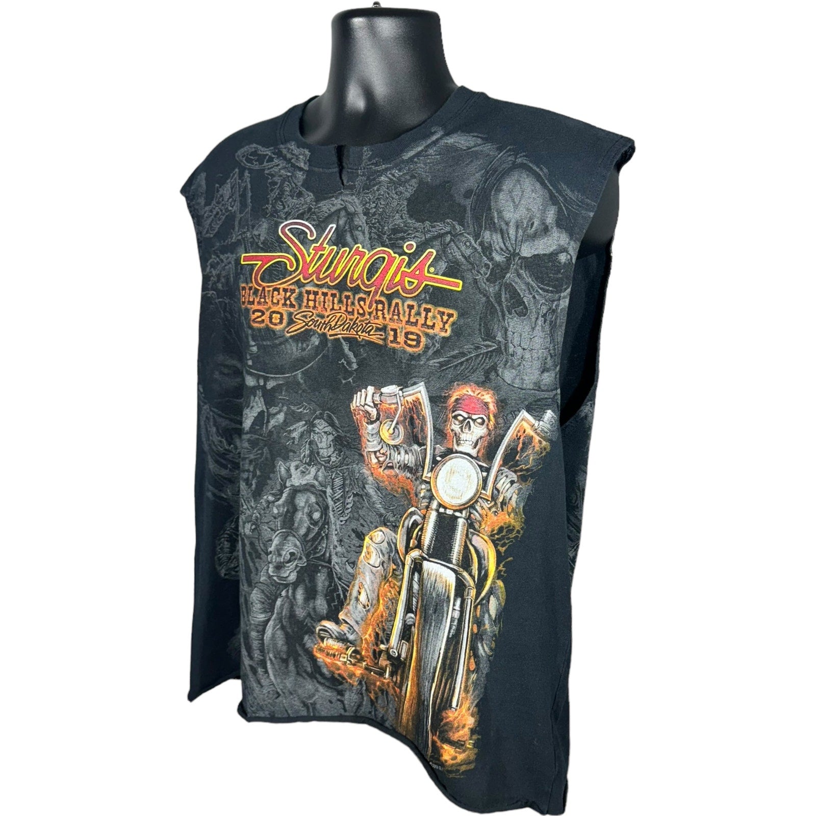 Collection of Sturgis Black Hills Motorcycle Rally Skeleton AOP Tank Top in a gallery layout