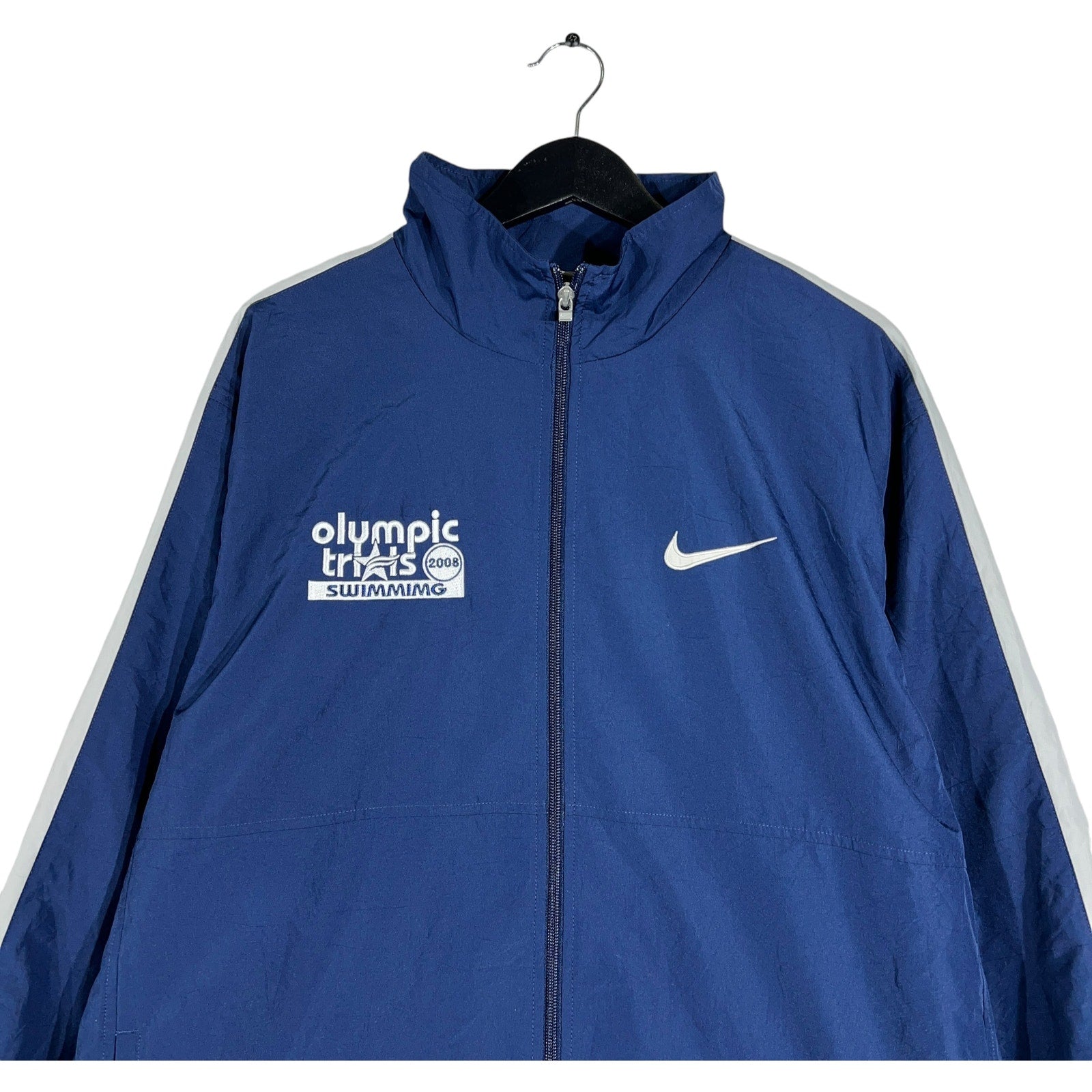 Collection of Vintage Nike Trinity Prep Swimming Zip-Up Windbreaker in a gallery layout