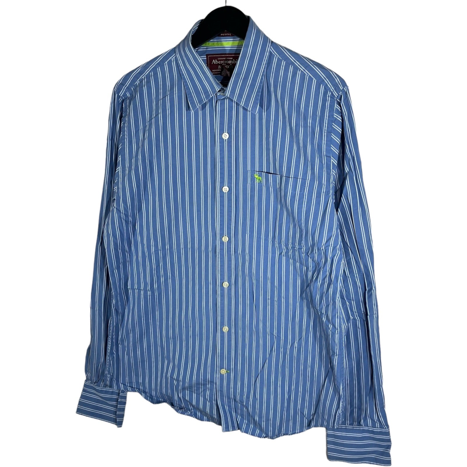 Collection of Abercrombie & Fitch Striped Long Sleeve Button Down in a gallery layout