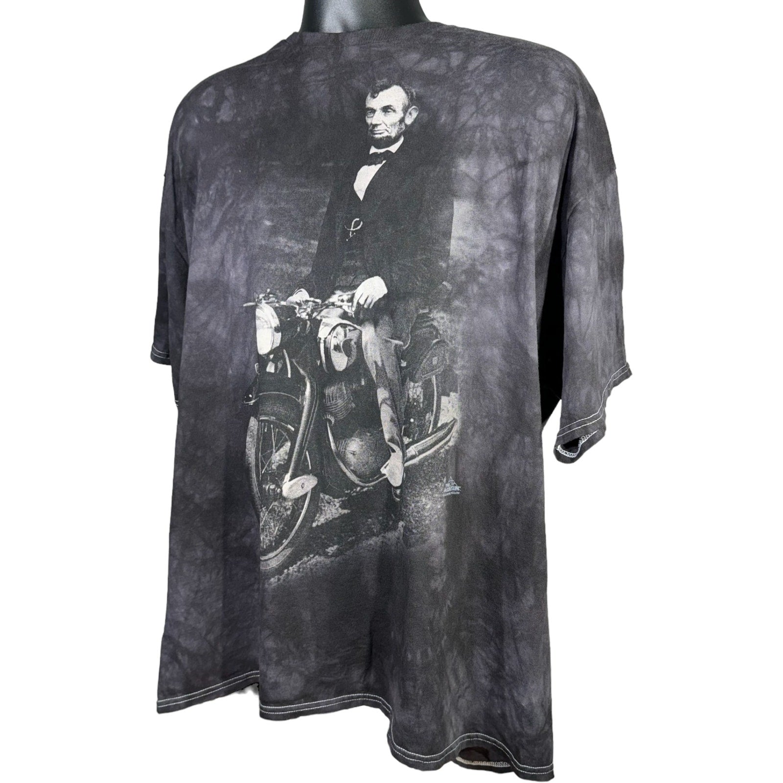 Collection of Abraham Lincoln Riding A Motorcycle Tee in a gallery layout