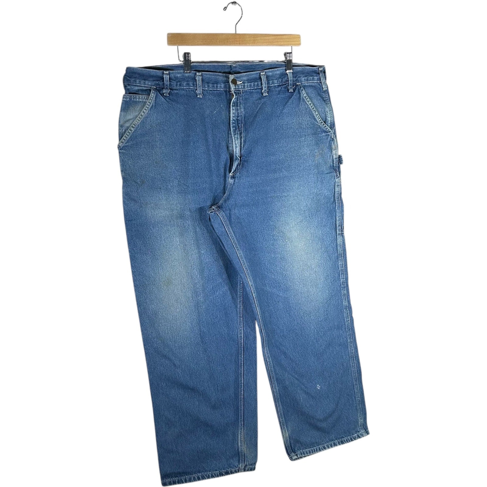 Collection of Carhartt Denim Straight Leg Carpenter Jeans 44x30 in a gallery layout