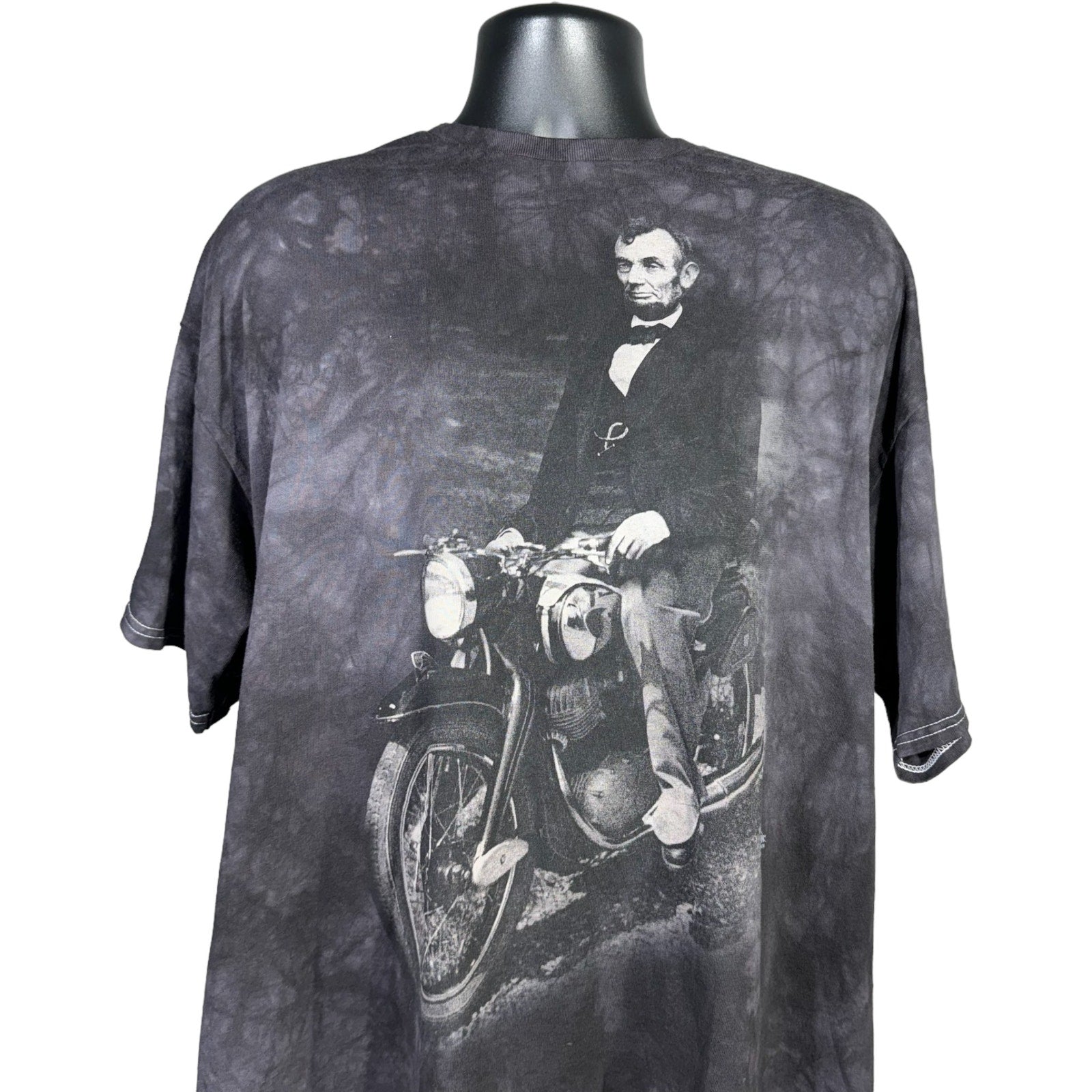 Collection of Abraham Lincoln Riding A Motorcycle Tee in a gallery layout