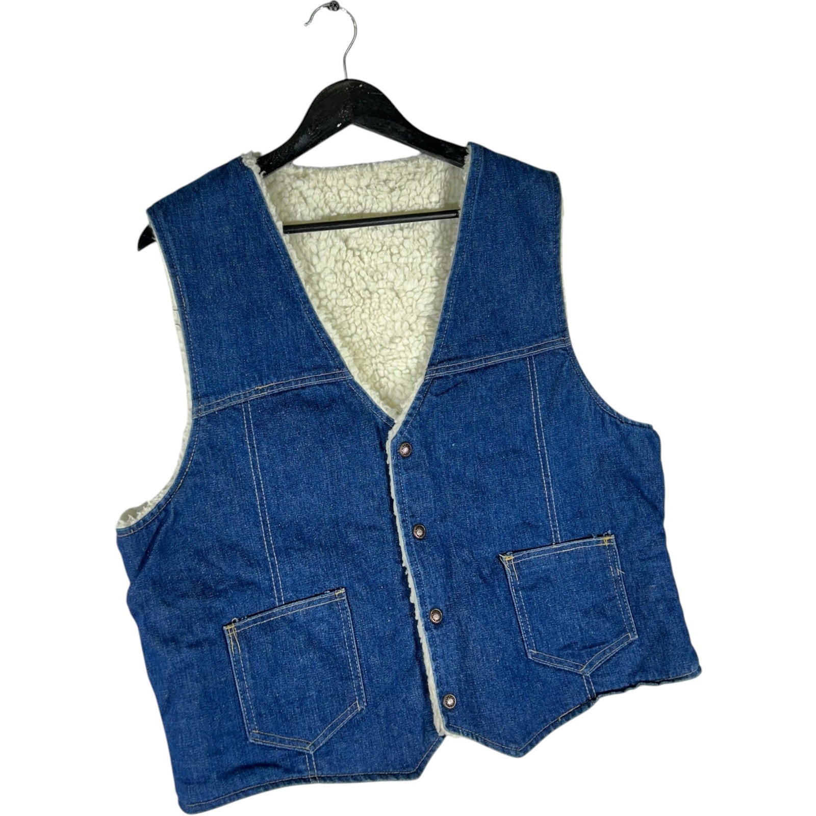 Collection of Vintage Sherpa Lined Denim Vest in a gallery layout