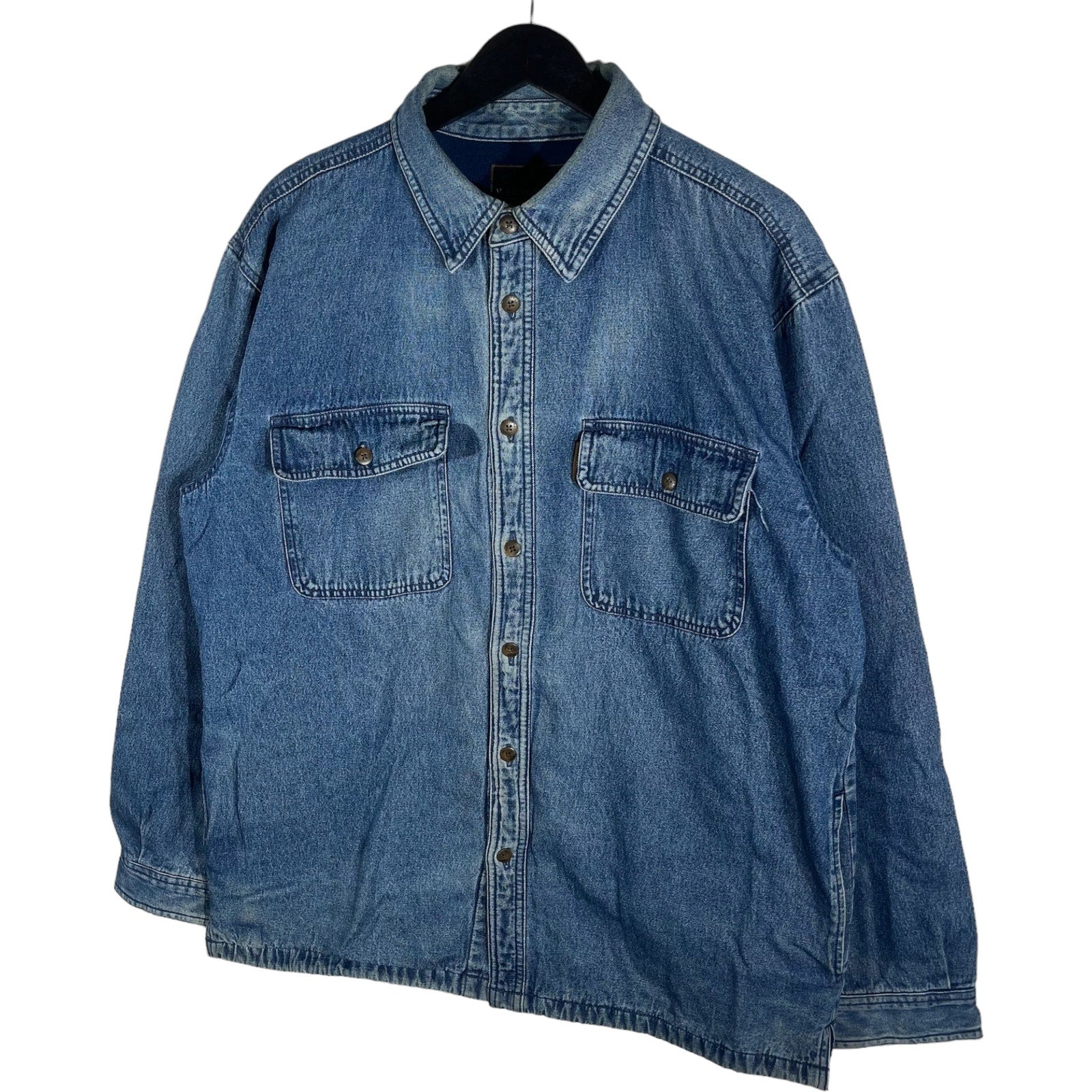 Collection of Weatherproof Fleece Lined Denim Button Down in a gallery layout