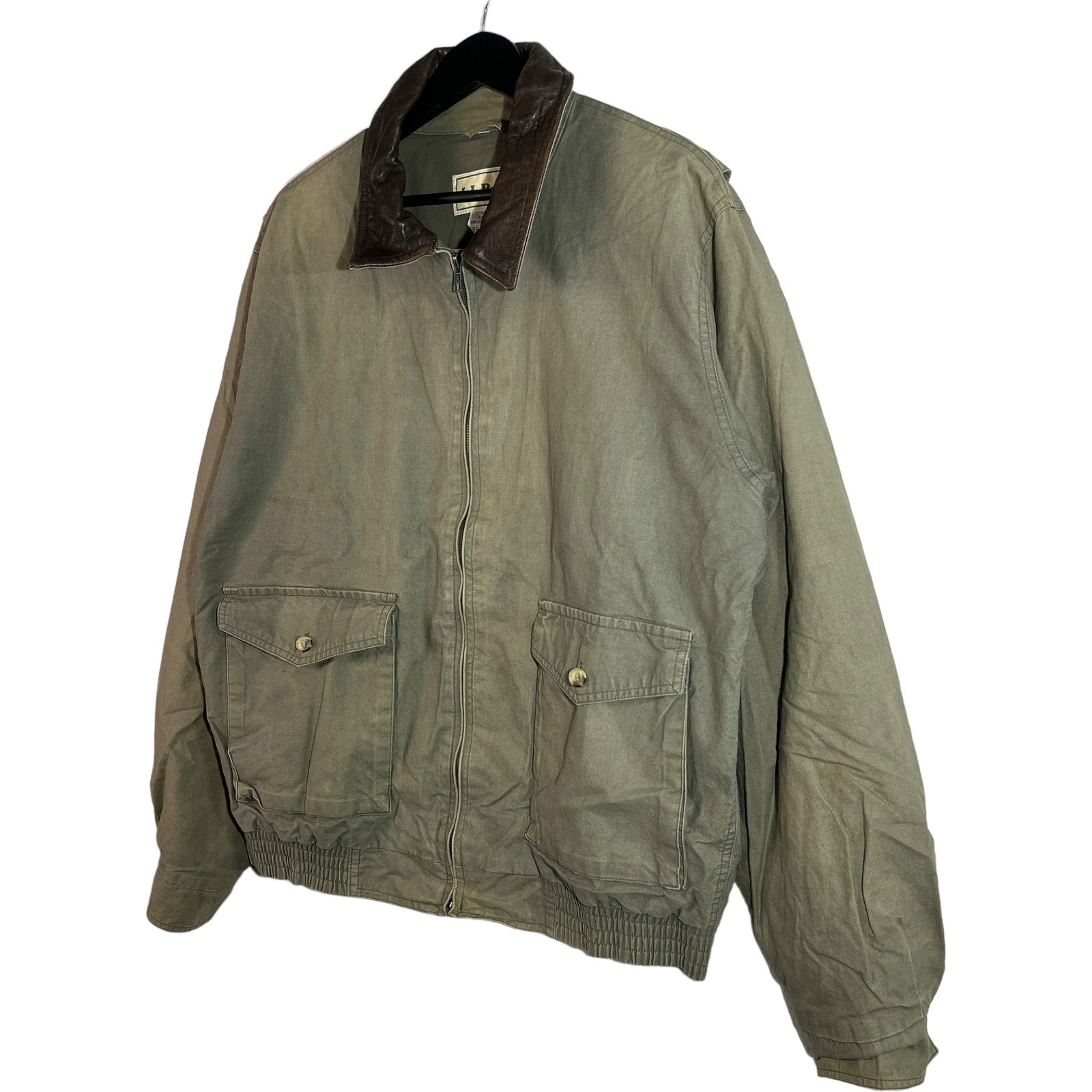 Collection of L.L.Bean Leather Collar Cotton Full Zip Jacket in a gallery layout