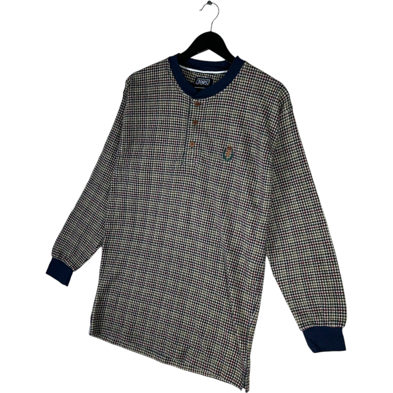 Collection of Chaps Ralph Lauren Plaid Henley Long Sleeve in a gallery layout
