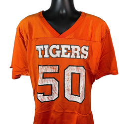 Collection of Vintage Auburn University Tigers Wilson Football Jersey #50 in a gallery layout