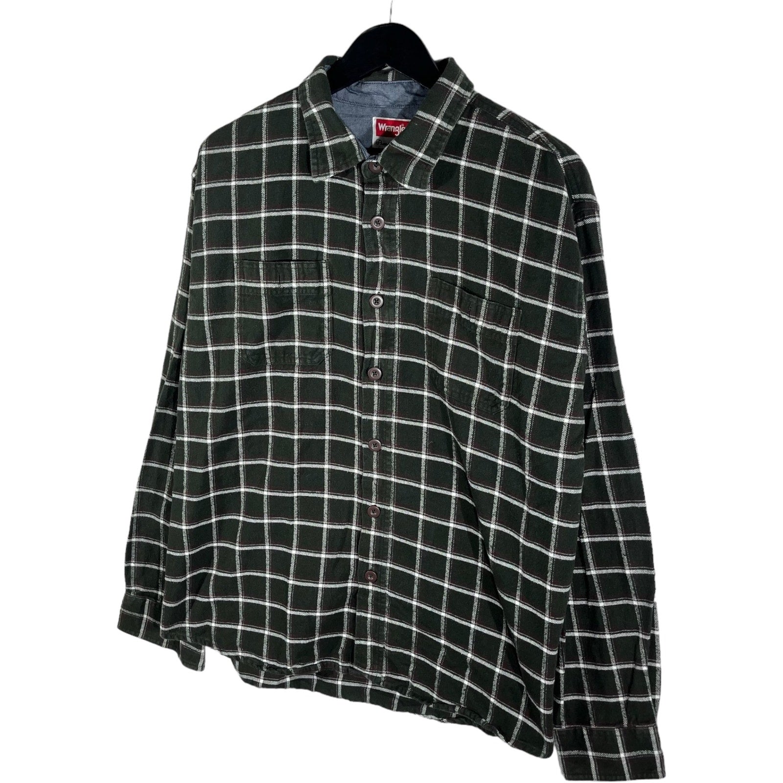 Collection of Wrangler Premium Quality Plaid Long Sleeve Flannel in a gallery layout