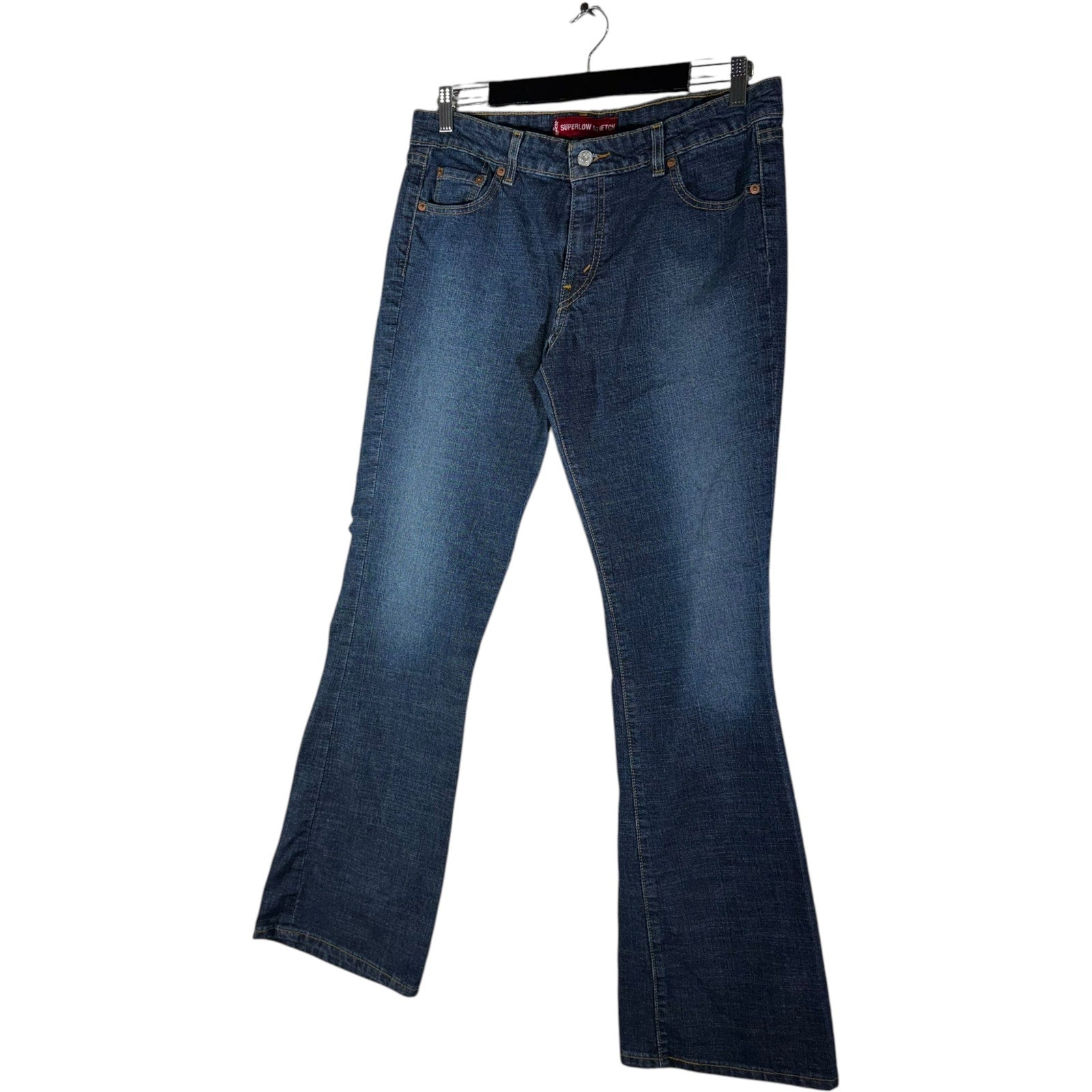 Collection of Levi Strauss Denim Flared Jeans 34x30.5 in a gallery layout