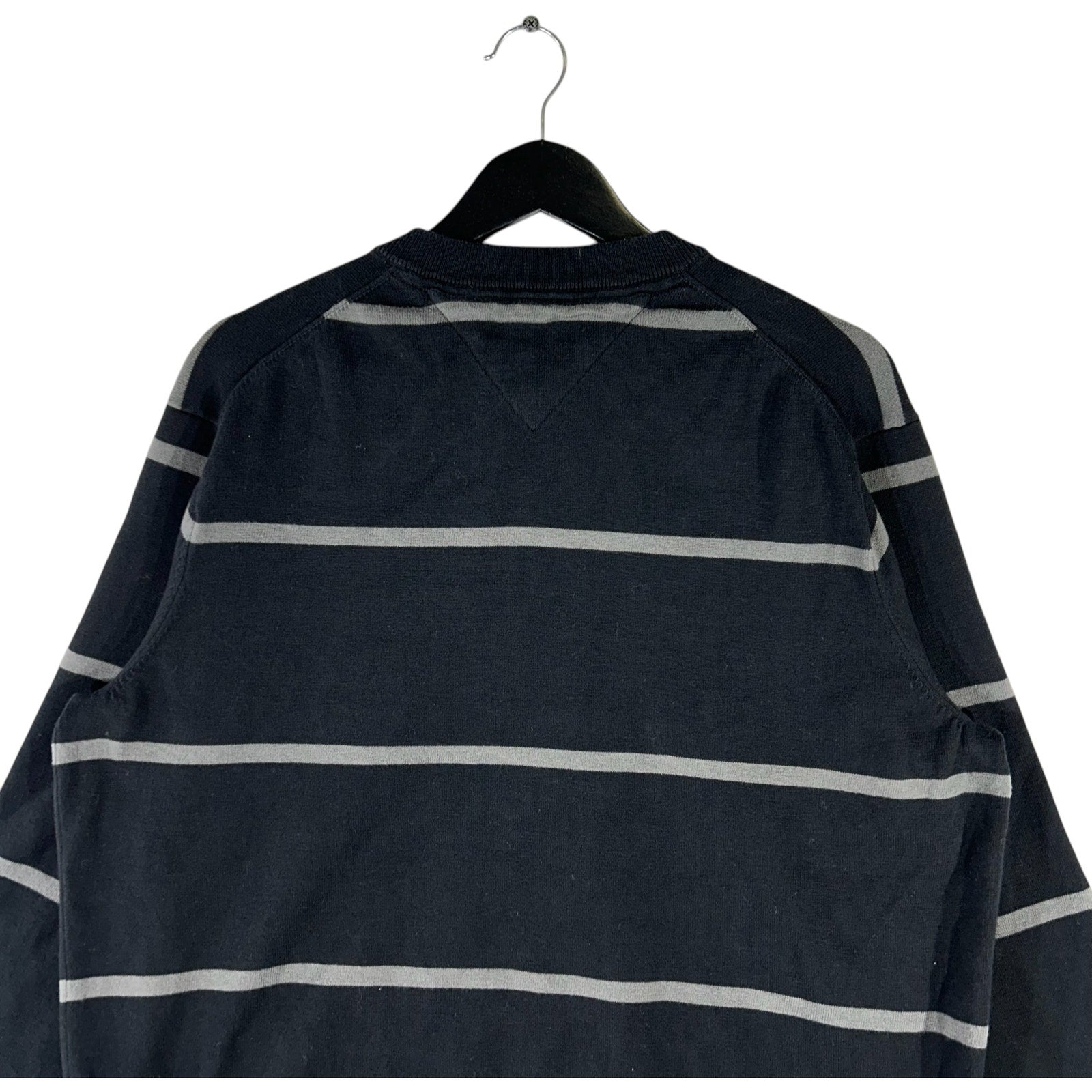 Collection of Tommy Hilfiger Striped V Neck Sweater in a gallery layout