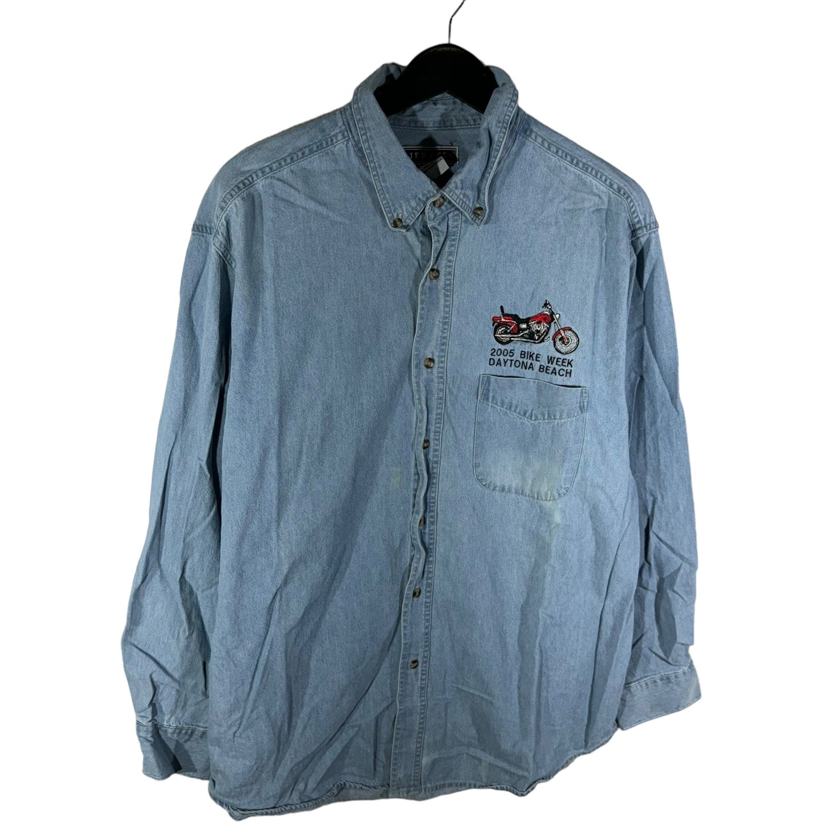 Collection of Jerzees 2005 Bike week Daytona Beach Button Down Denim in a gallery layout