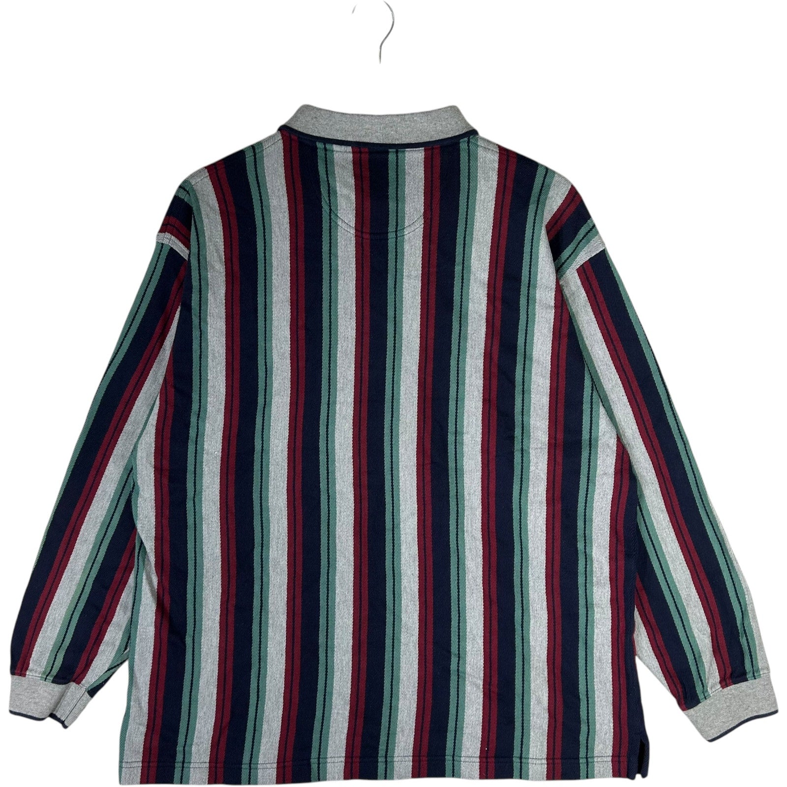 Collection of IZOD Striped Long Sleeve Rugby Polo in a gallery layout
