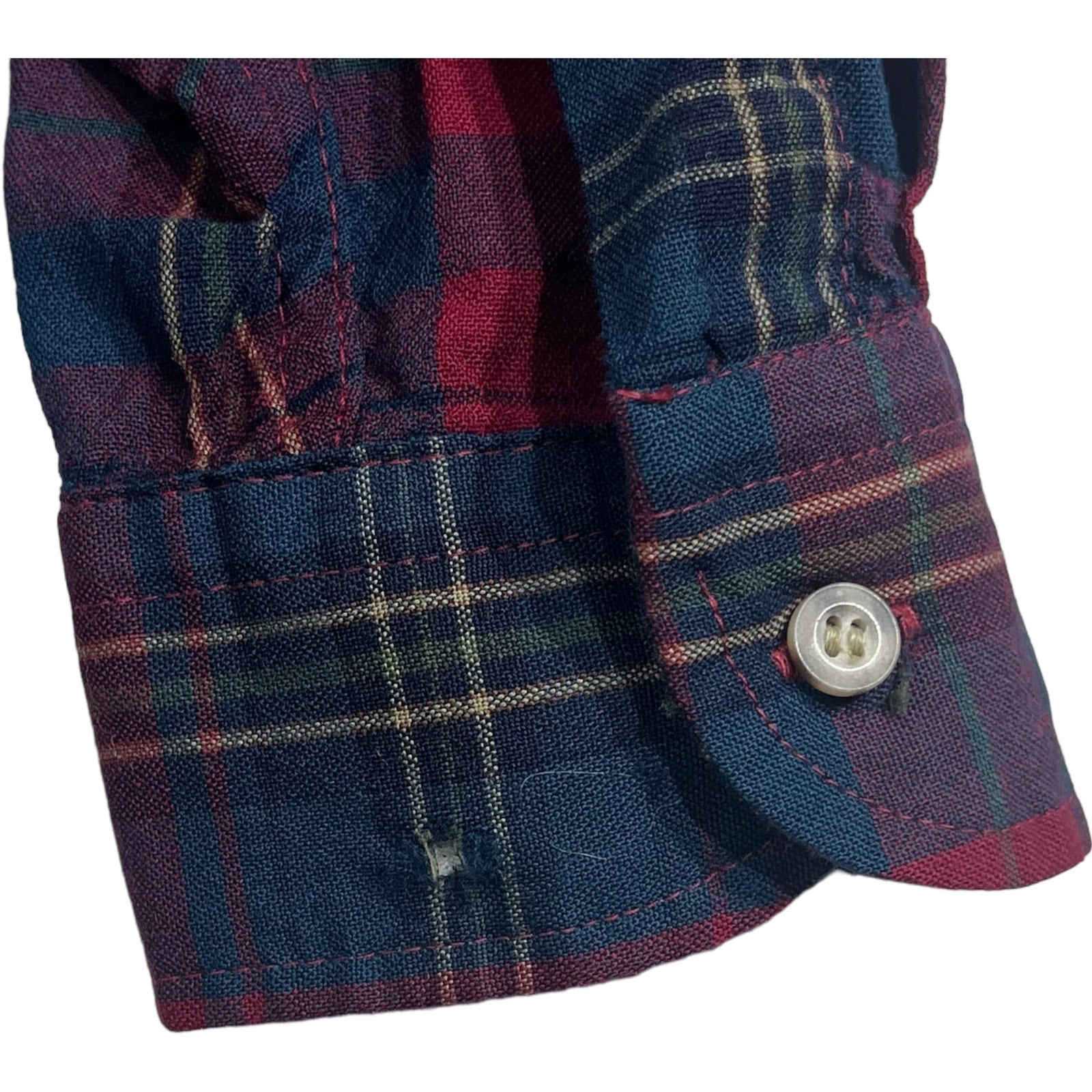 Collection of Pendleton Wool Plaid Distressed Long Sleeve Flannel in a gallery layout