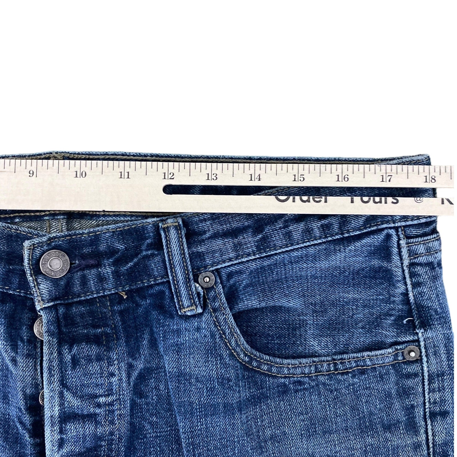 Collection of Levis 501 Zip Fly Straight Leg Denim Pants in a gallery layout