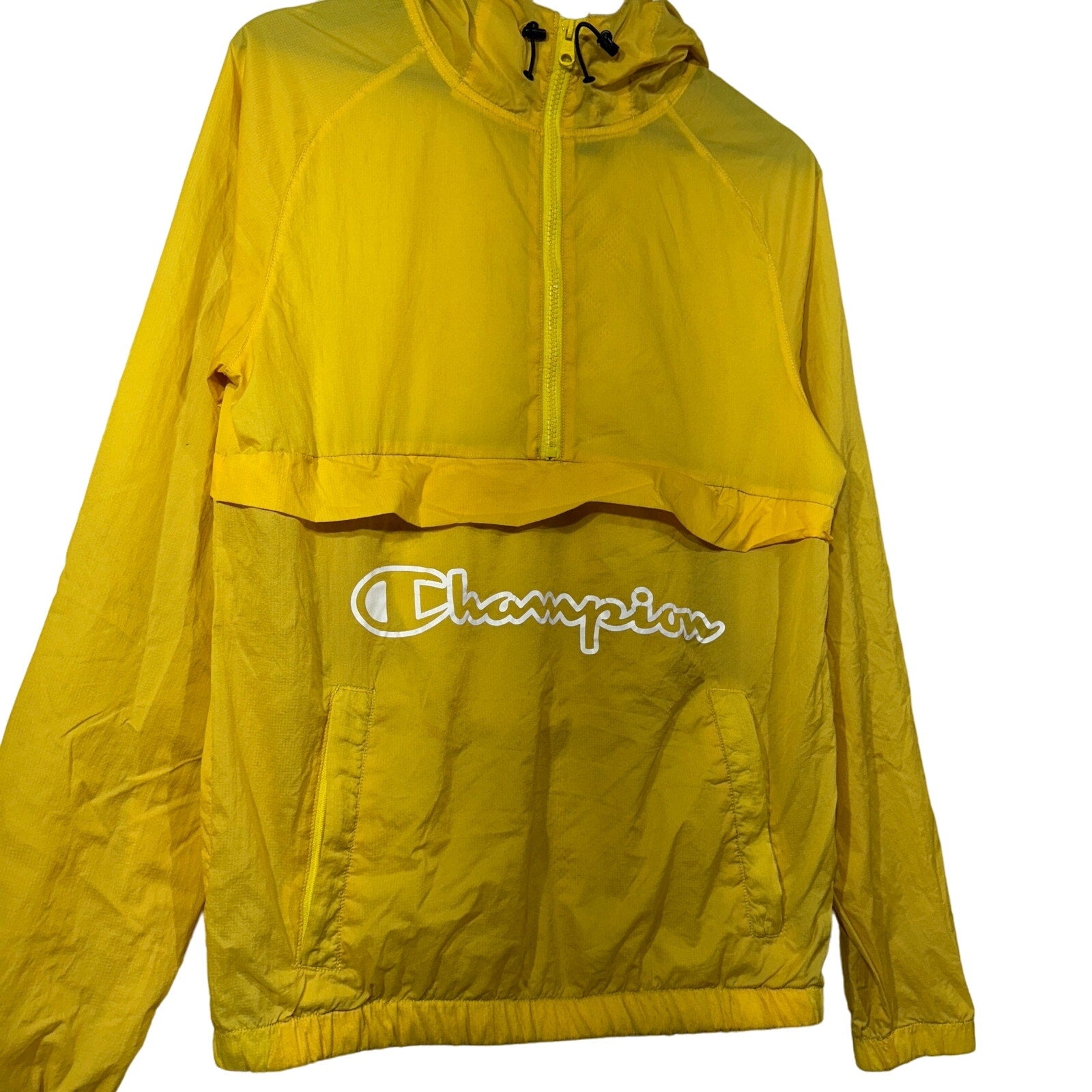 Collection of Champion 1/2 Zip Hooded Nylon Windbreaker in a gallery layout