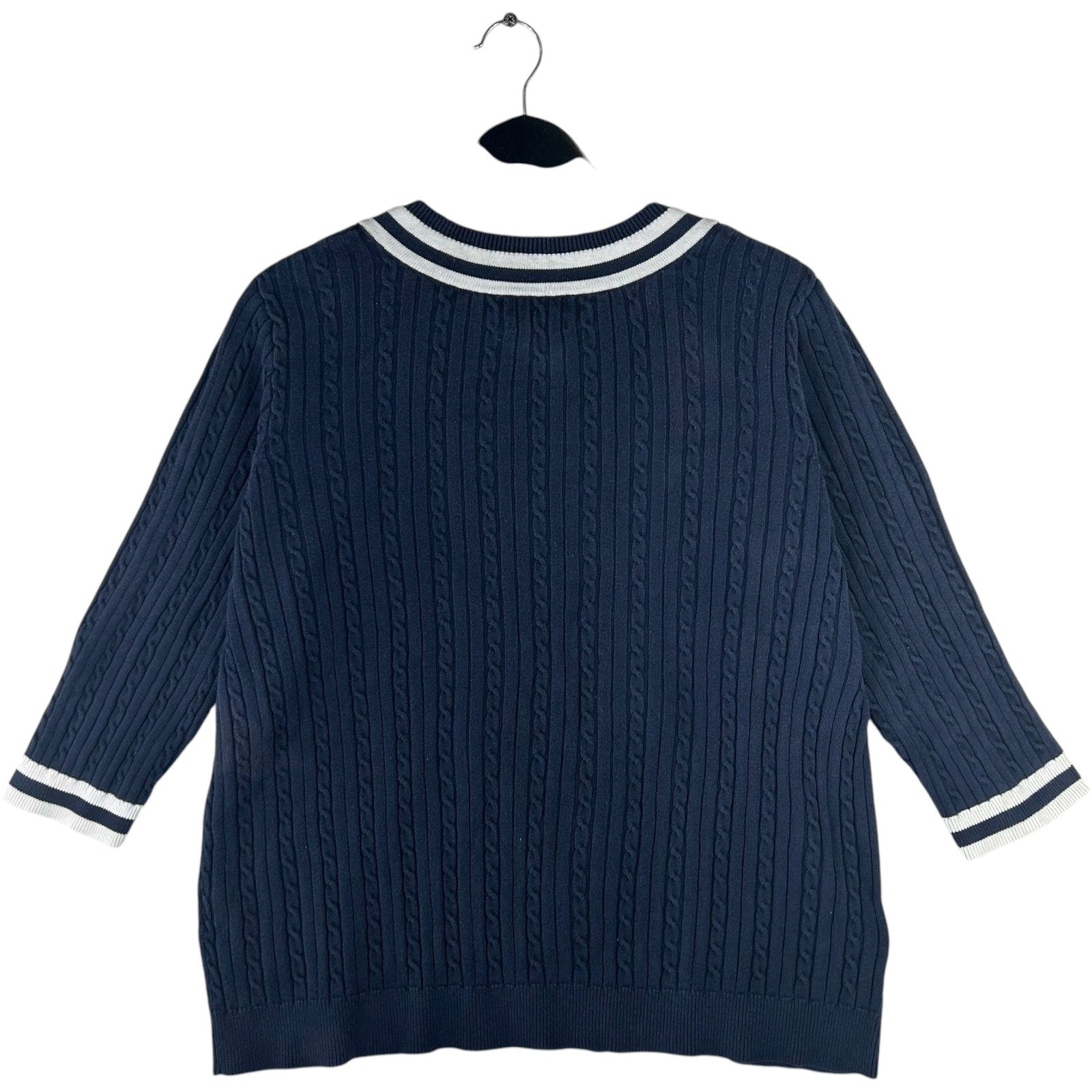 Collection of Women's Chaps 3/4 Sleeve V-Neck Sweater in a gallery layout