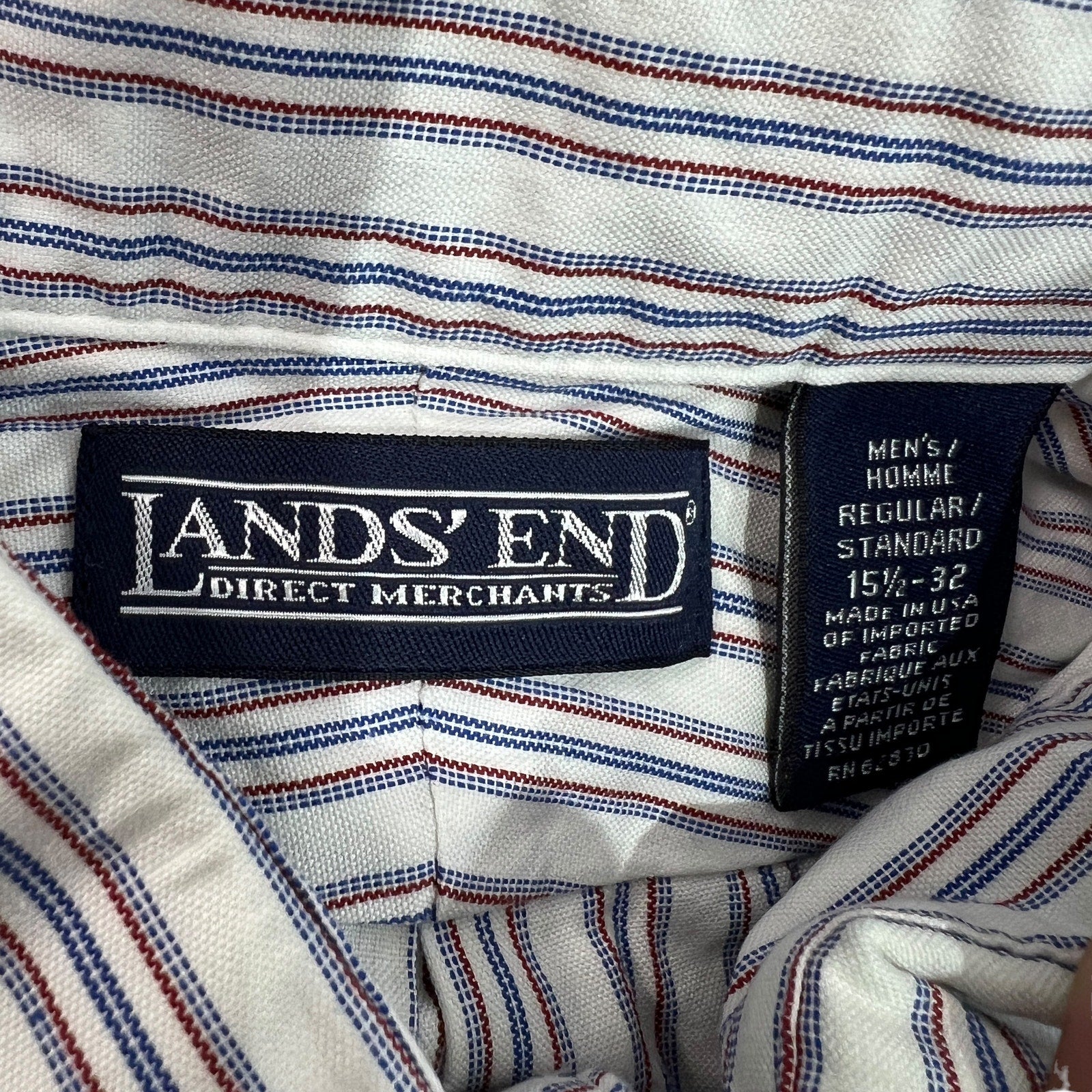 Collection of Lands End Striped Long Sleeve Button Down in a gallery layout