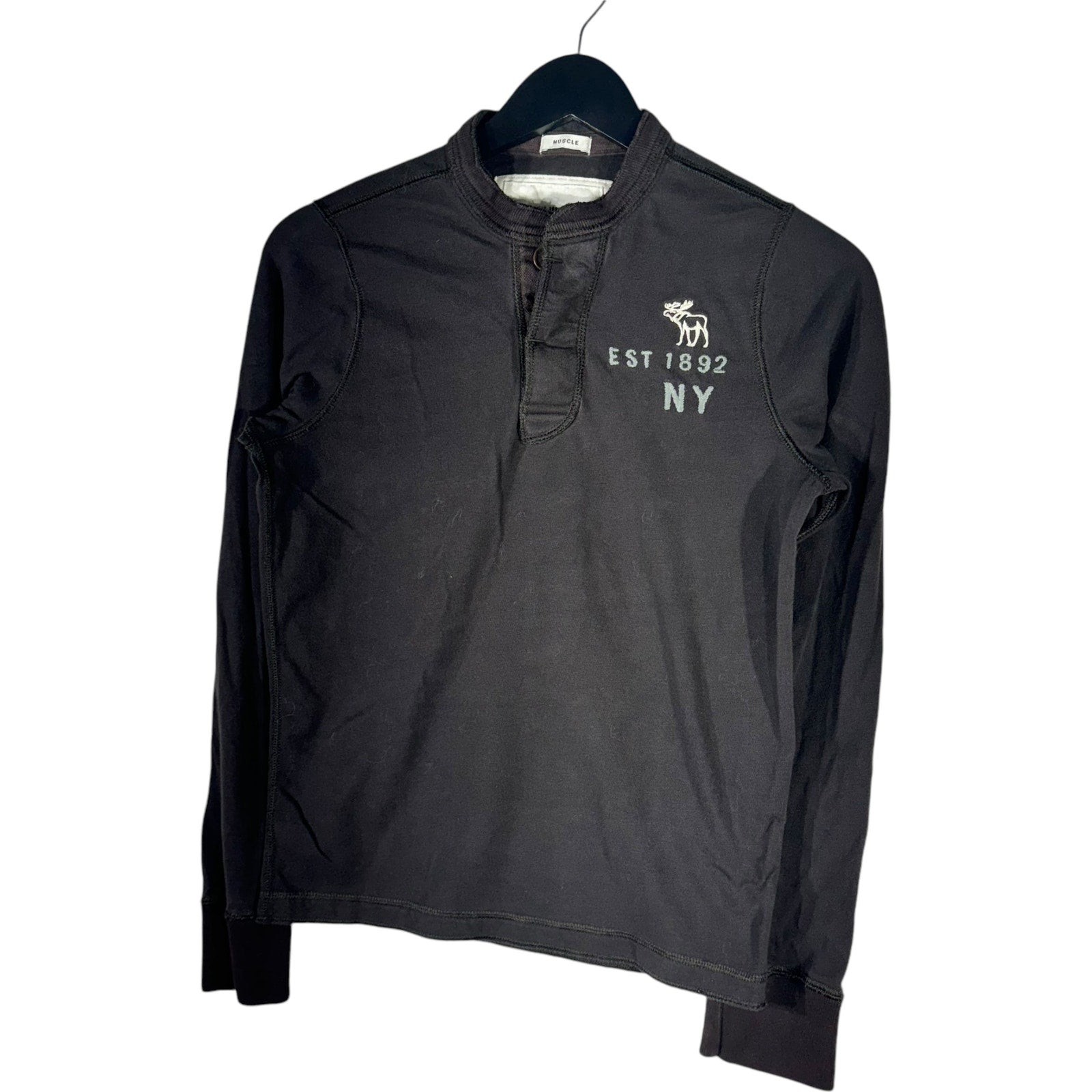 Collection of Abercrombie & Fitch Henley Long Sleeve in a gallery layout