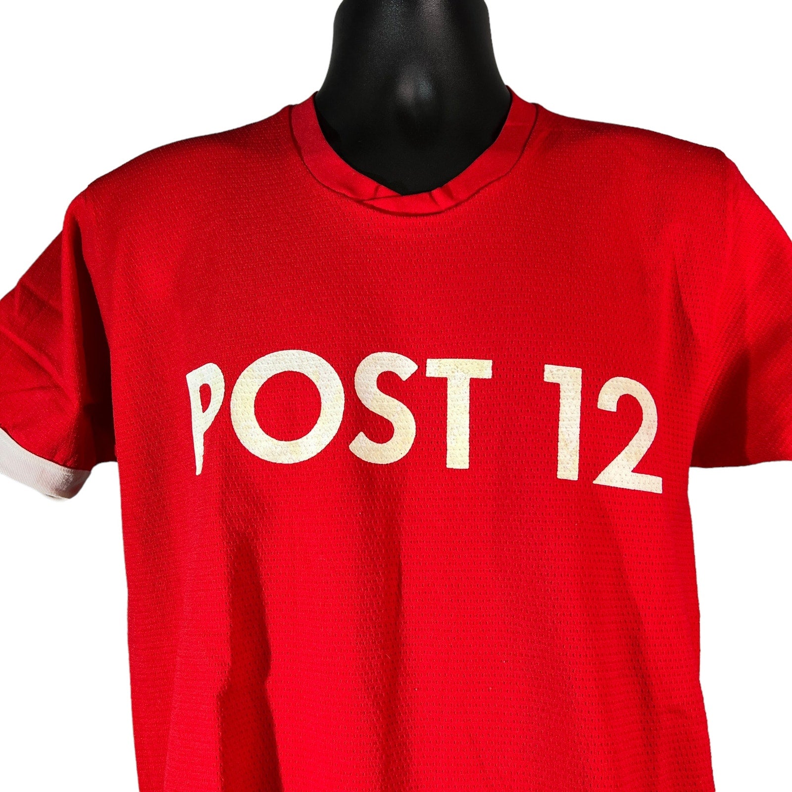 Collection of Vintage 70s Mesh Post 12 Russell Jersey Tee in a gallery layout