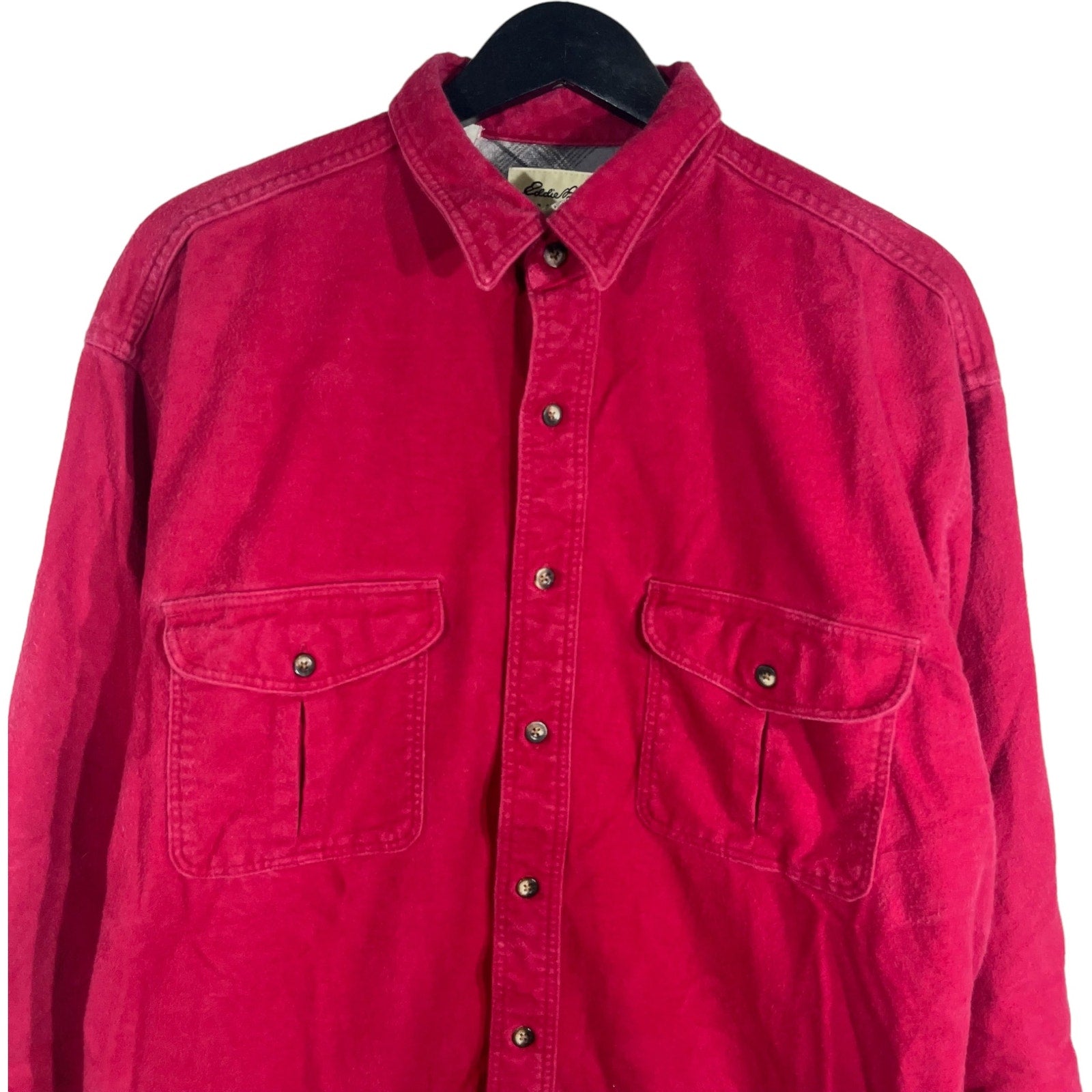 Collection of Eddie Bauer Flannel Lined Long Sleeve Button Down in a gallery layout