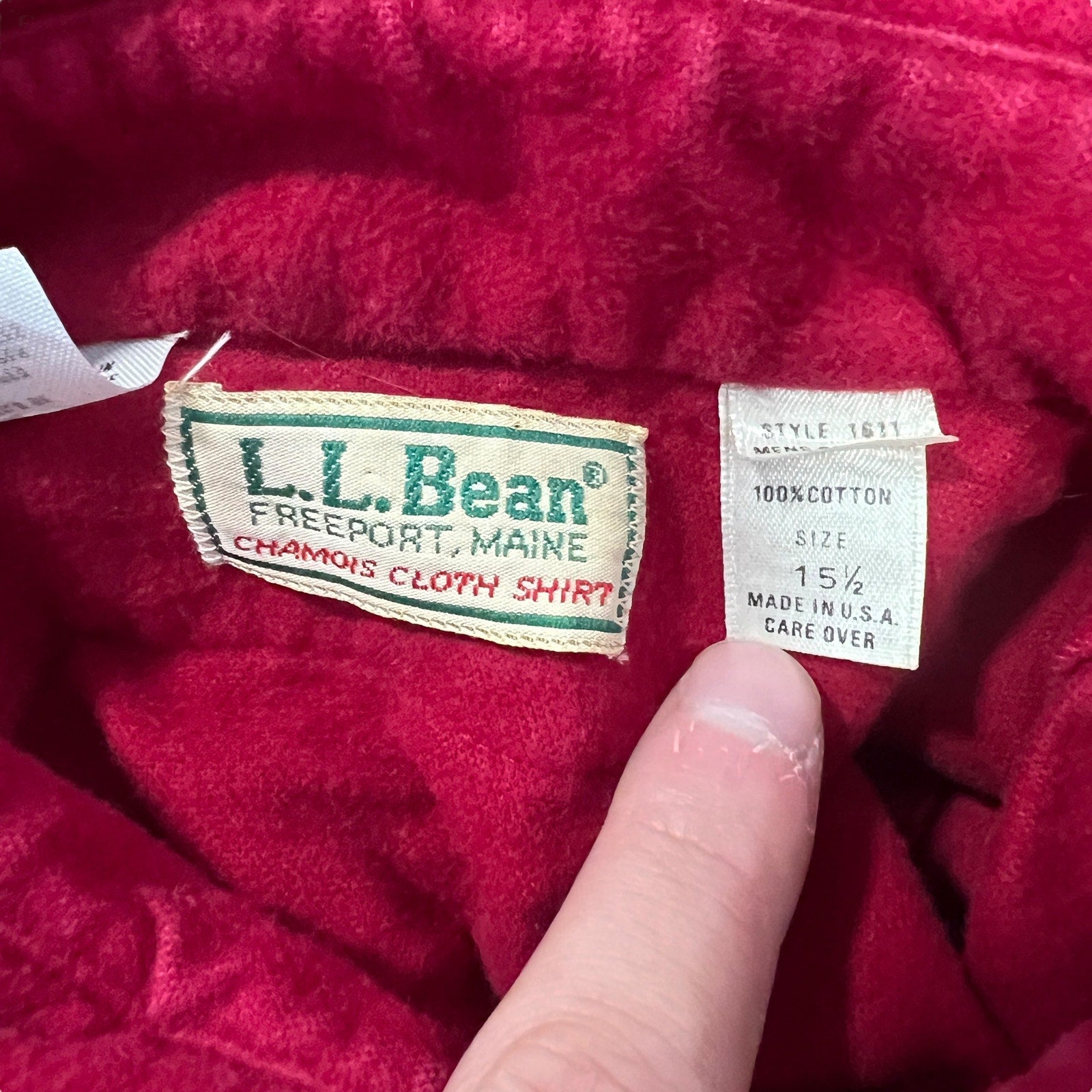 Collection of L.L. Bean Chamois Cloth Button Up Flannel in a gallery layout