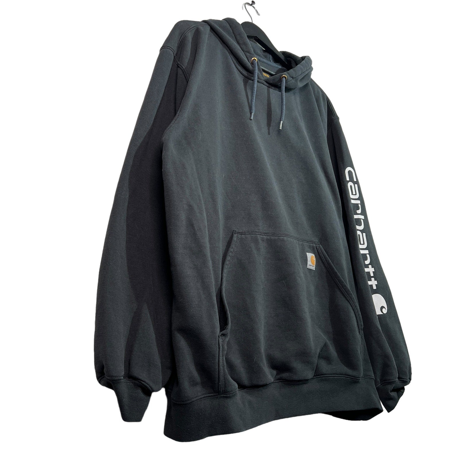 Collection of Carhartt Rugged Workwear Sleeve Logo Pullover Hoodie in a gallery layout