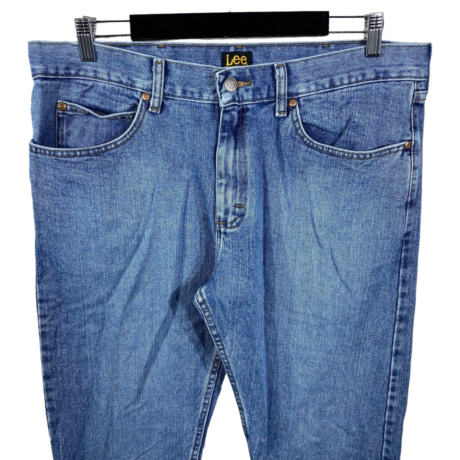 Collection of Lee Zip Fly Straight Leg Medium Wash Denim Pants in a gallery layout