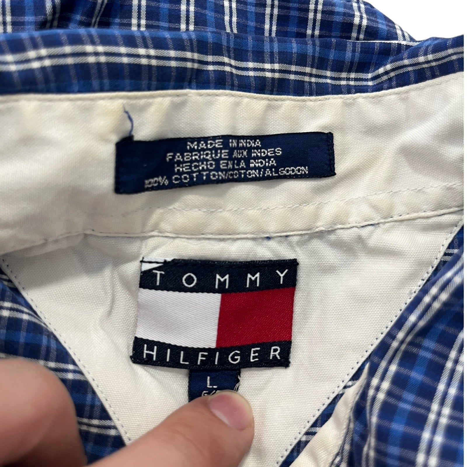 Collection of Tommy Hilfiger Checkered Long Sleeve Button Up Dress Shirt in a gallery layout