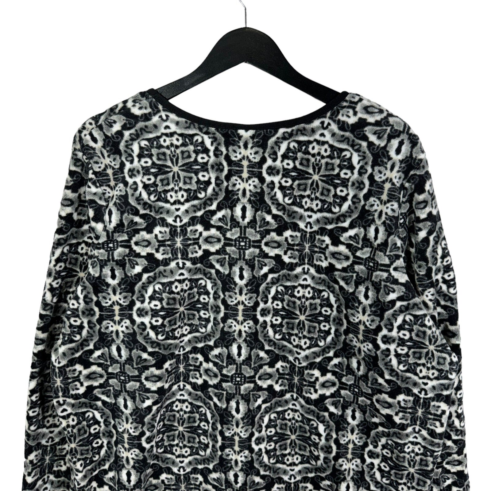 Collection of Womens Kaleidoscope Pattern V-Neck Fleece Sweater in a gallery layout