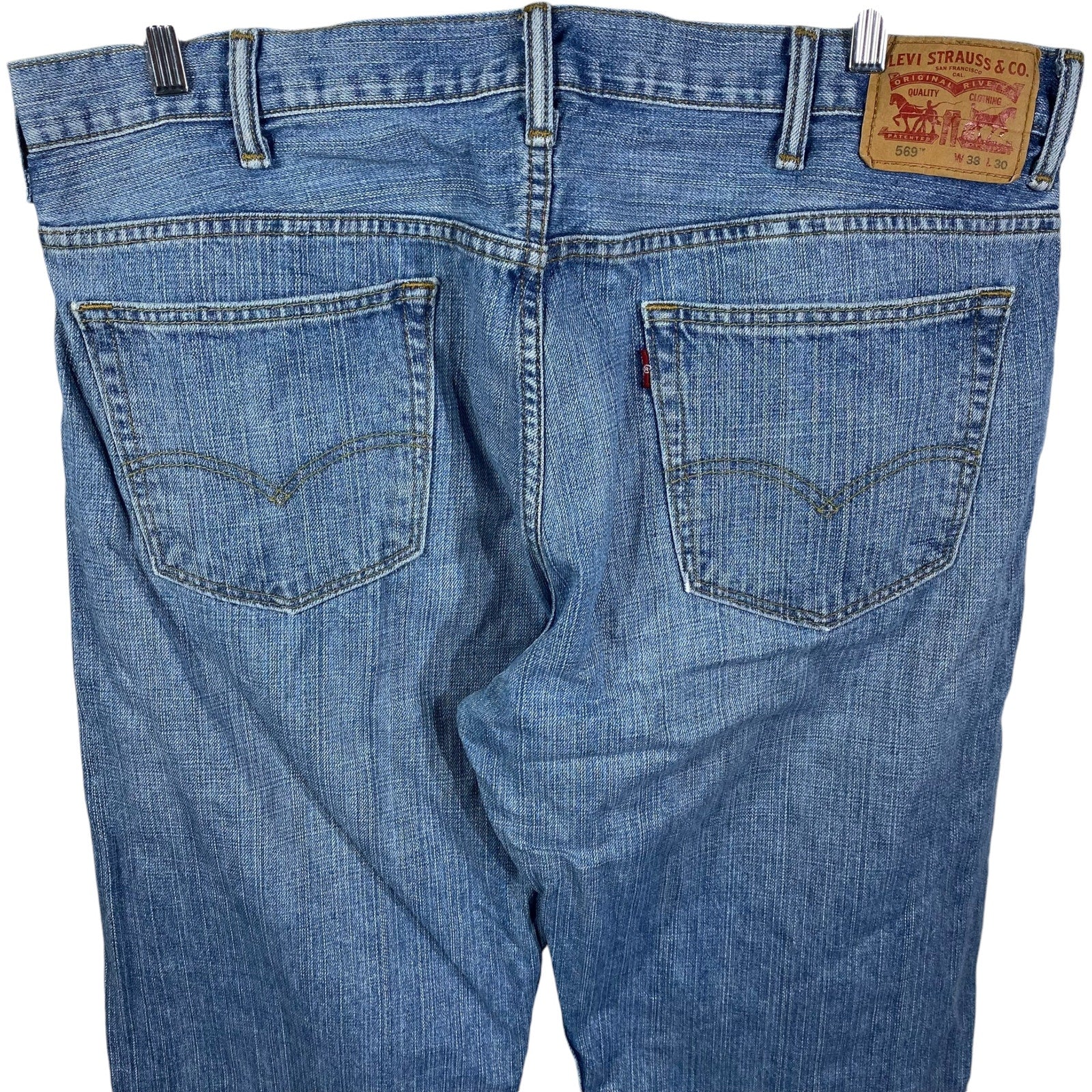 Collection of Levi's 569 Denim Straight Leg Jeans 38x30 in a gallery layout