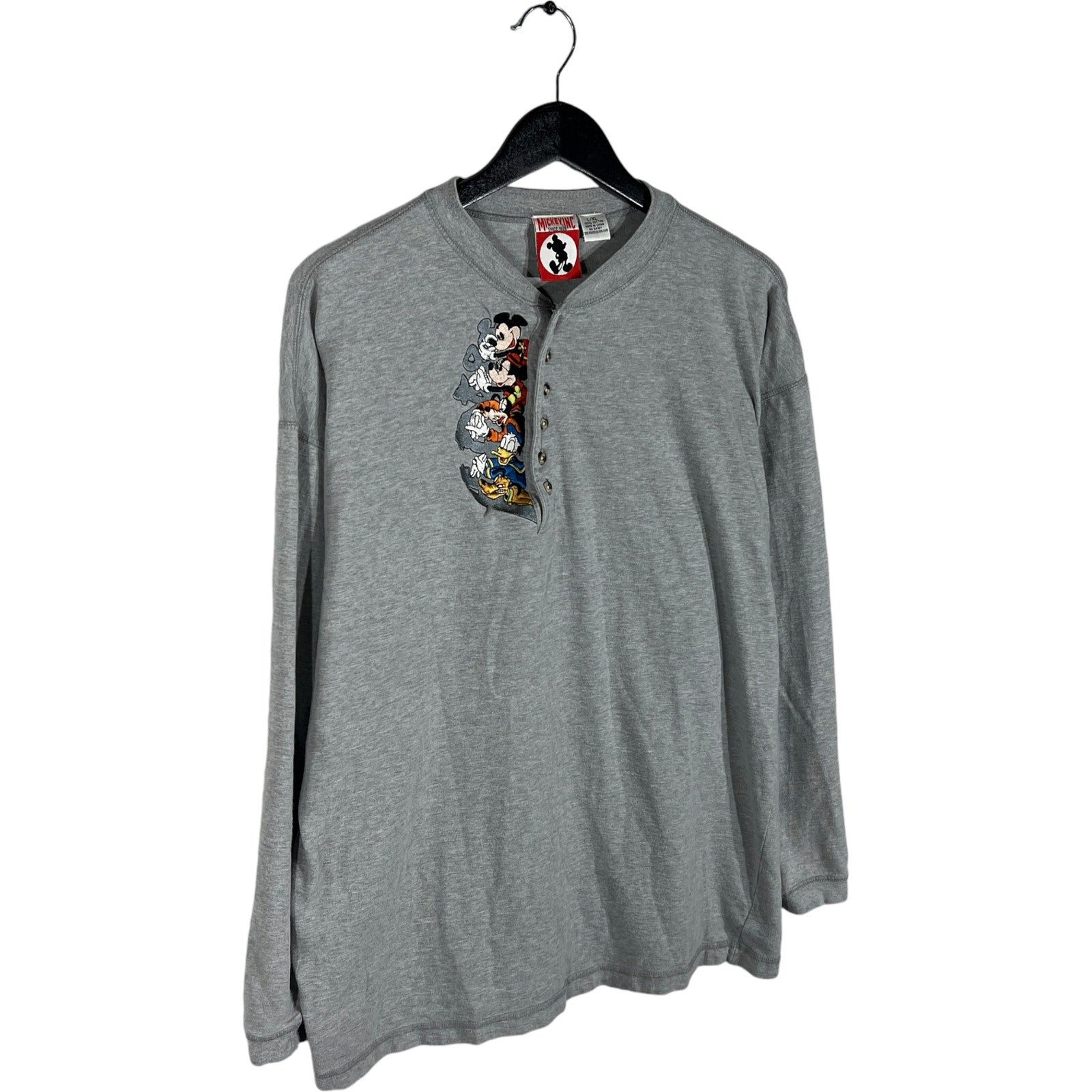 Collection of Mickey Inc Embroidered Characters Henley Long Sleeve in a gallery layout