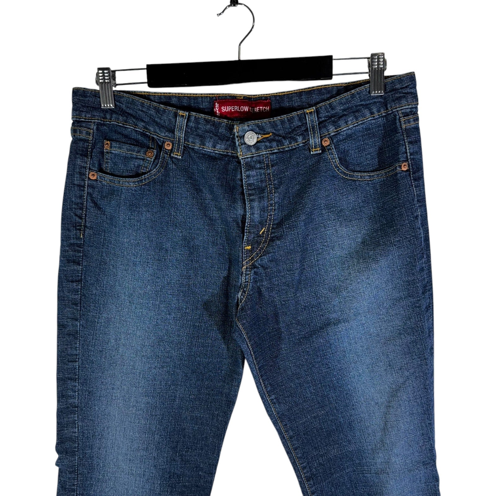 Collection of Levi Strauss Denim Flared Jeans 34x30.5 in a gallery layout