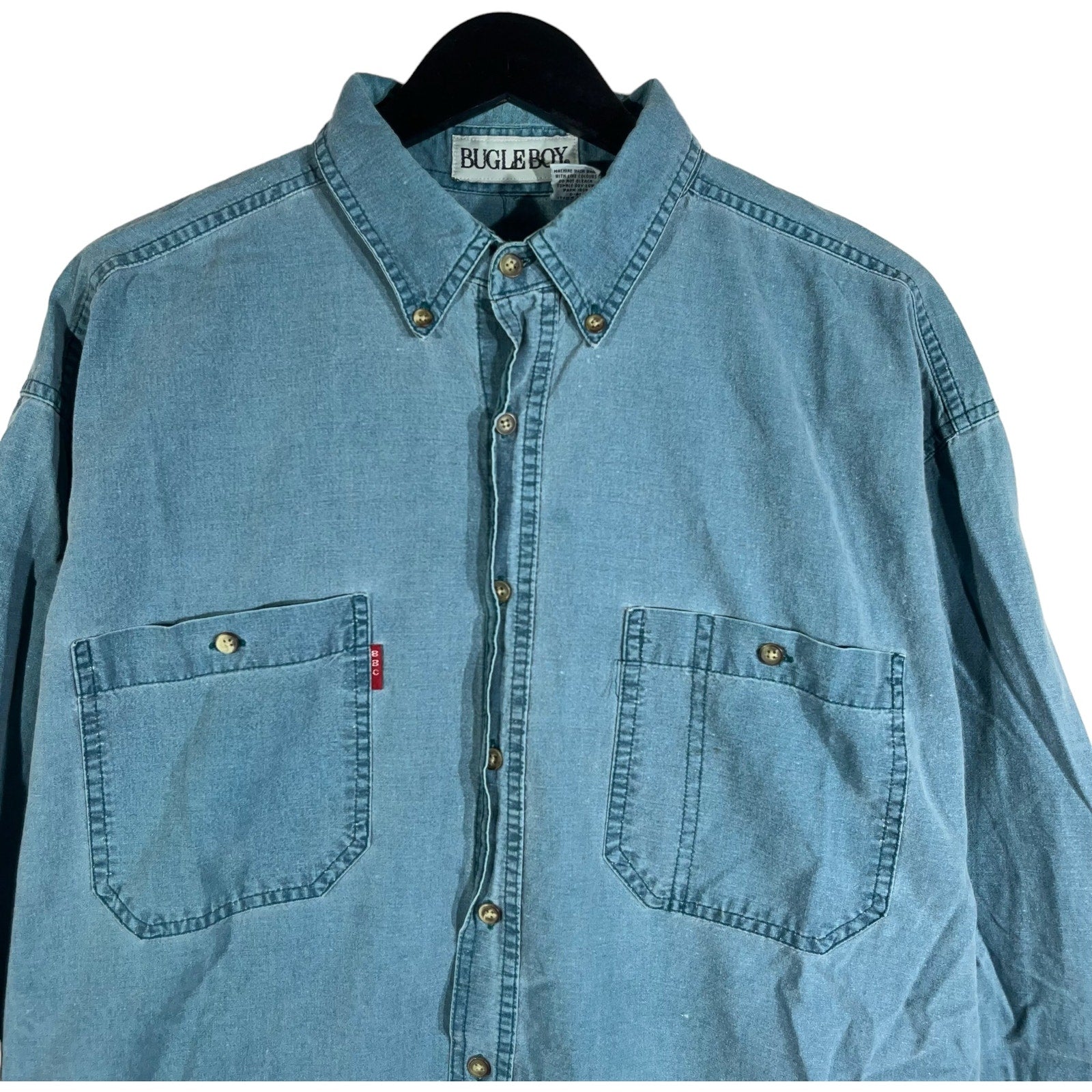 Collection of Bugle Boy Denim Long Sleeve Button Down in a gallery layout