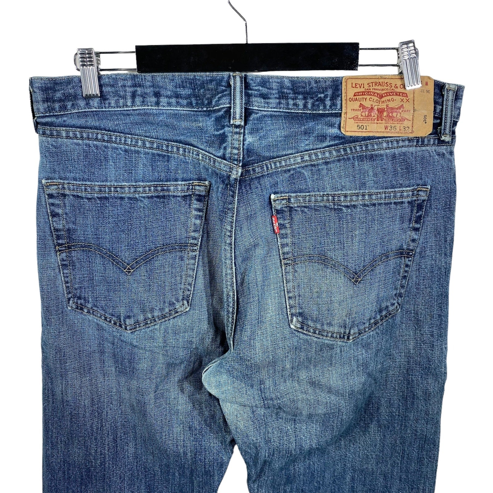 Collection of Levis 501 Zip Fly Straight Leg Denim Pants in a gallery layout
