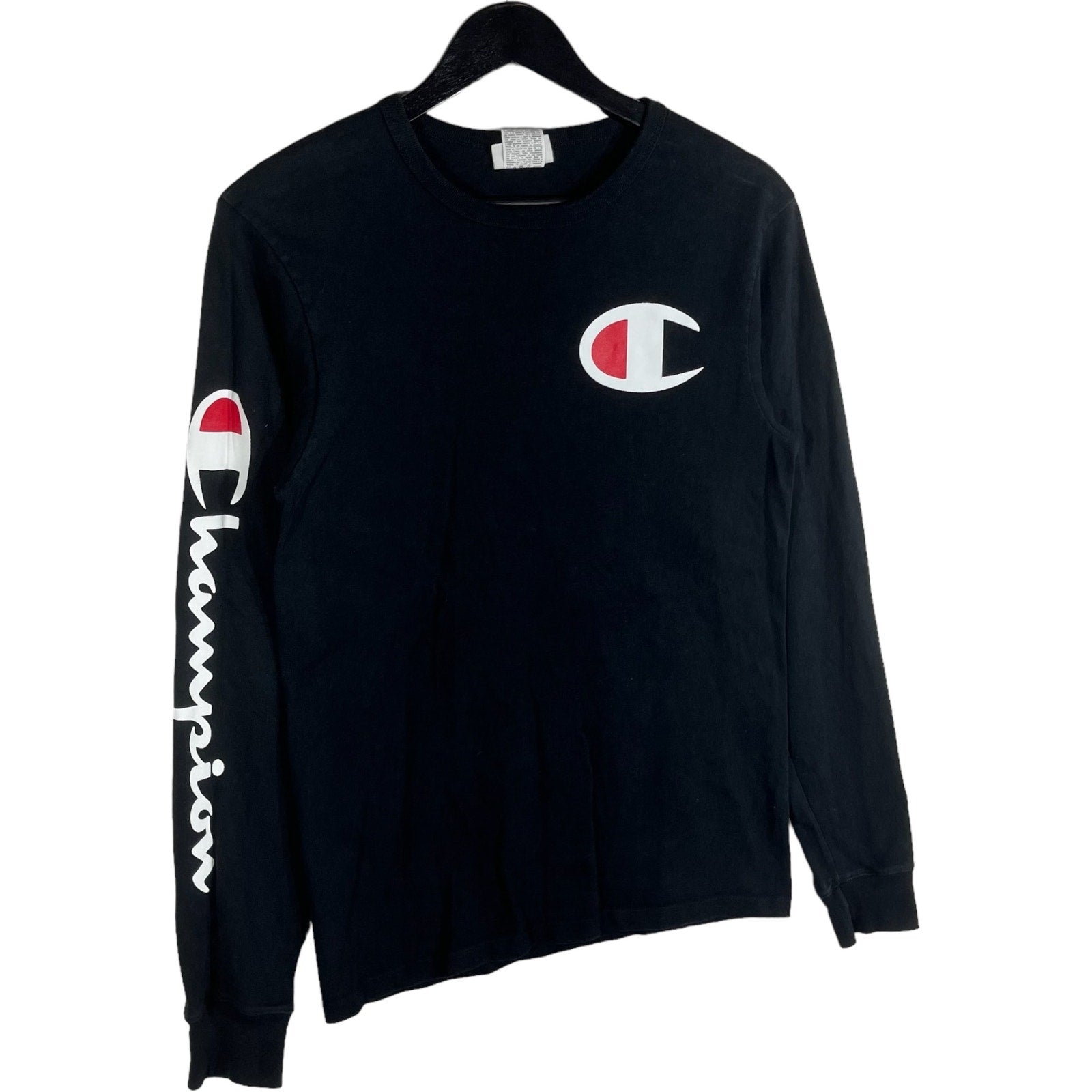 Collection of Champion Chest & Sleeve Logo Long Sleeve Shirt in a gallery layout