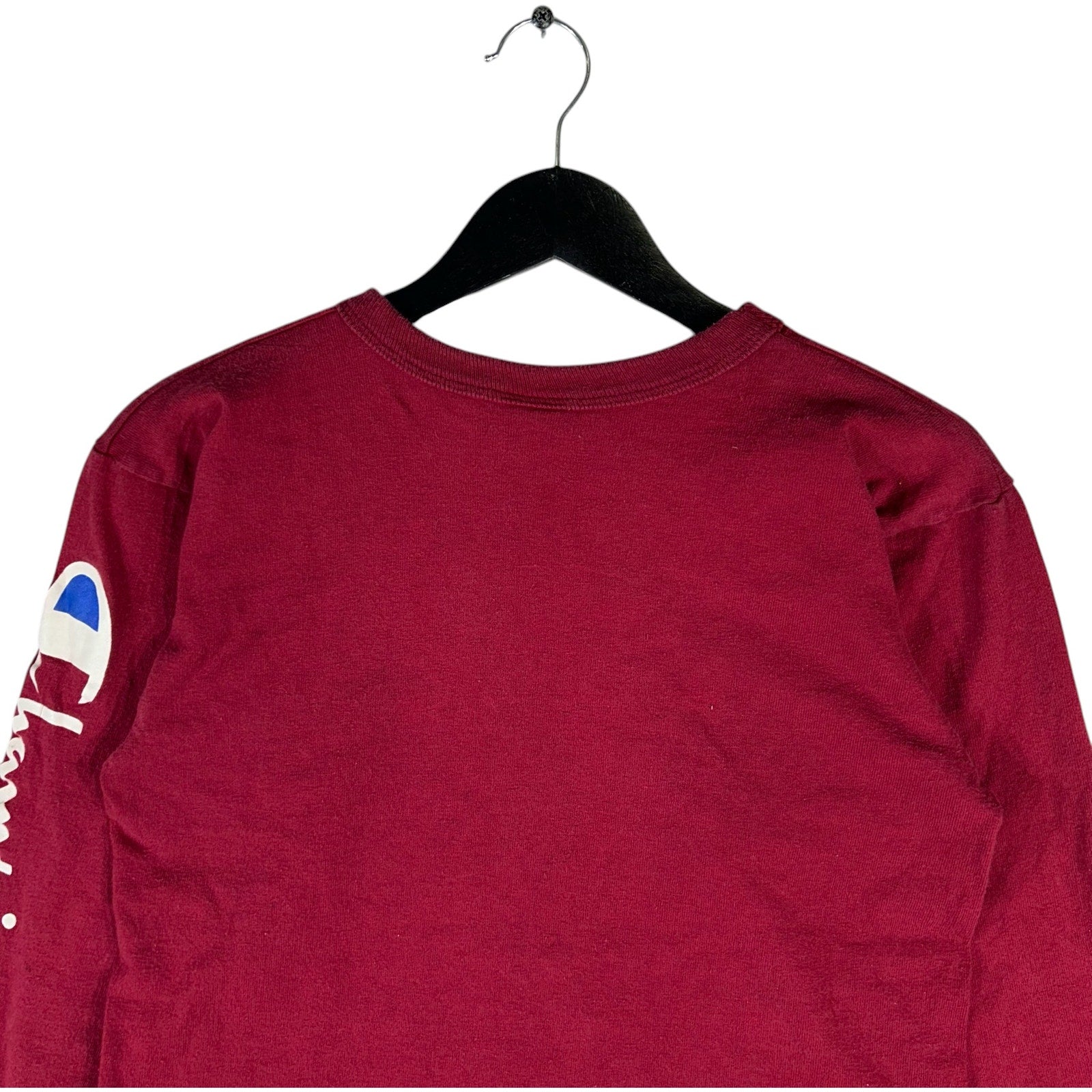 Collection of Vintage Champion Arm Logo Spell Out Long Sleeve Shirt in a gallery layout