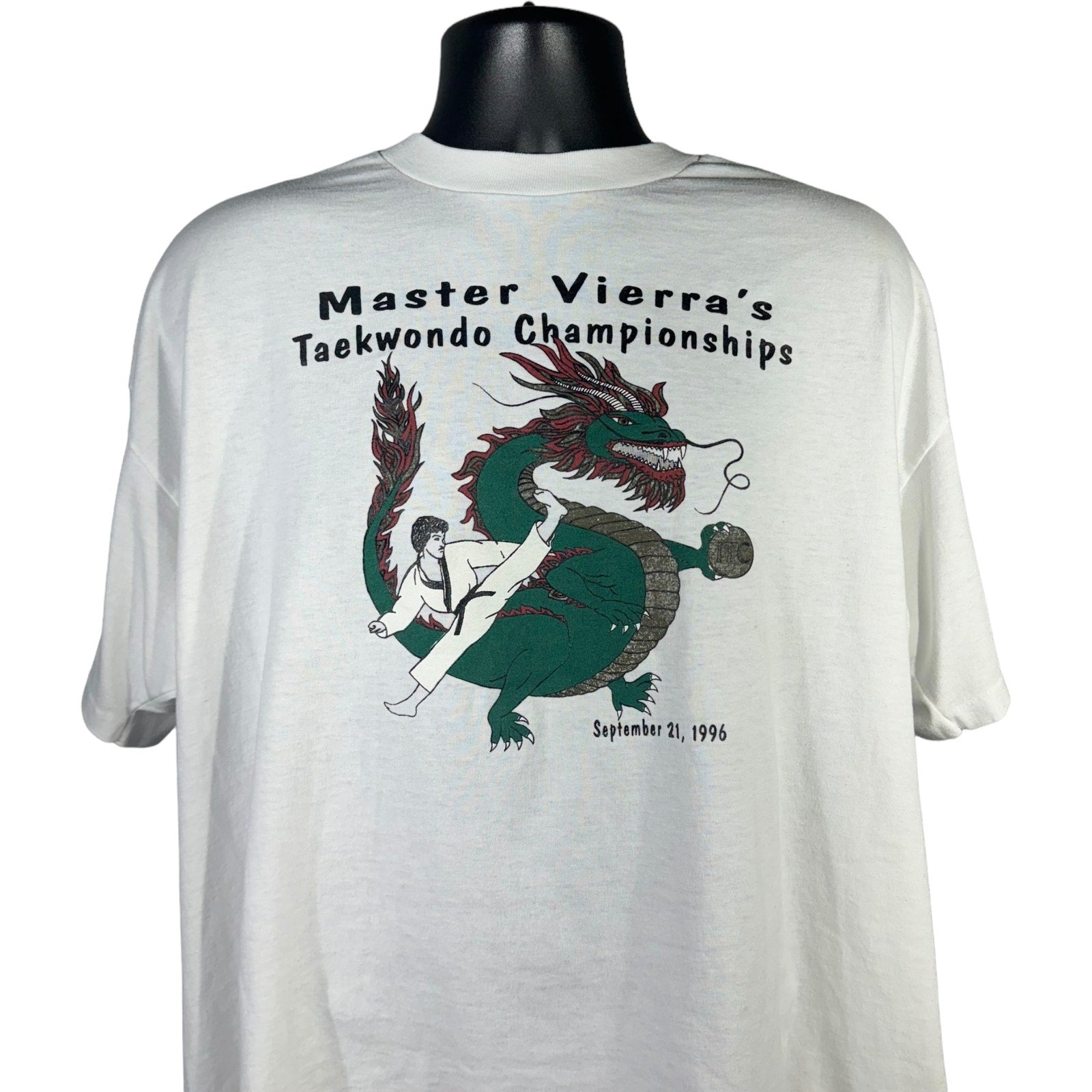 Collection of Vintage Master Vierra's Taekwondo Championships Tee 1996 in a gallery layout