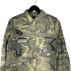 Collection of Zara Trafaluc Camo Military Long Sleeve Button Up in a gallery layout