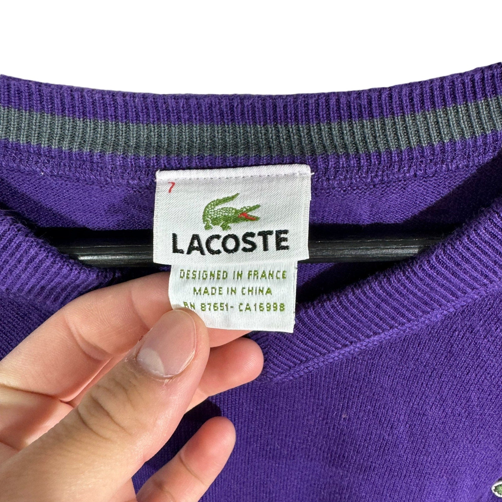 Collection of Lacoste V-Neck Sweater in a gallery layout