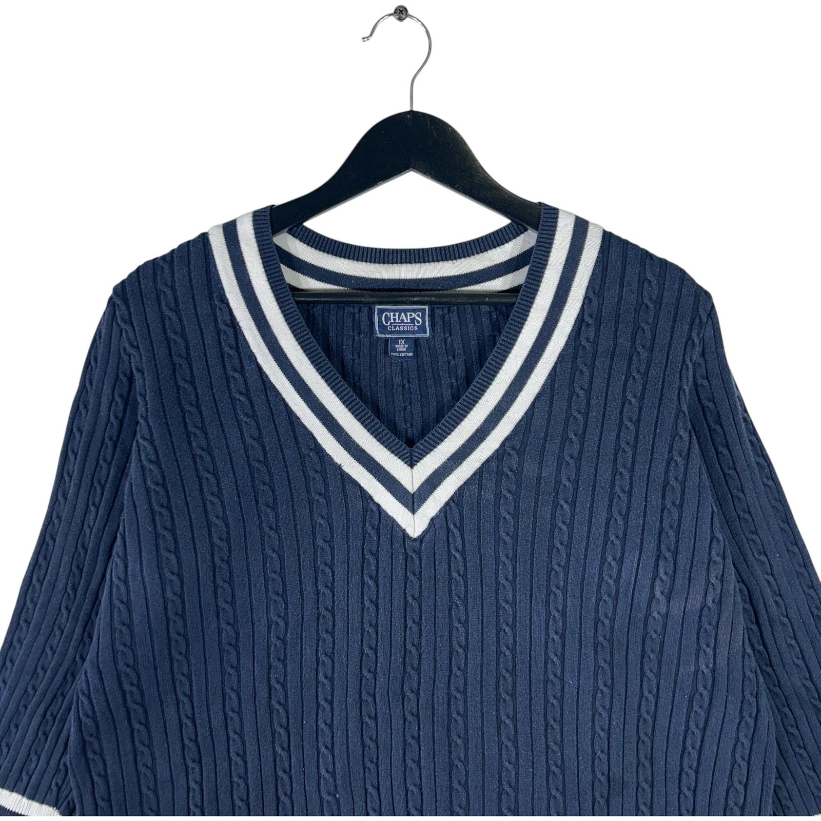 Collection of Women's Chaps 3/4 Sleeve V-Neck Sweater in a gallery layout