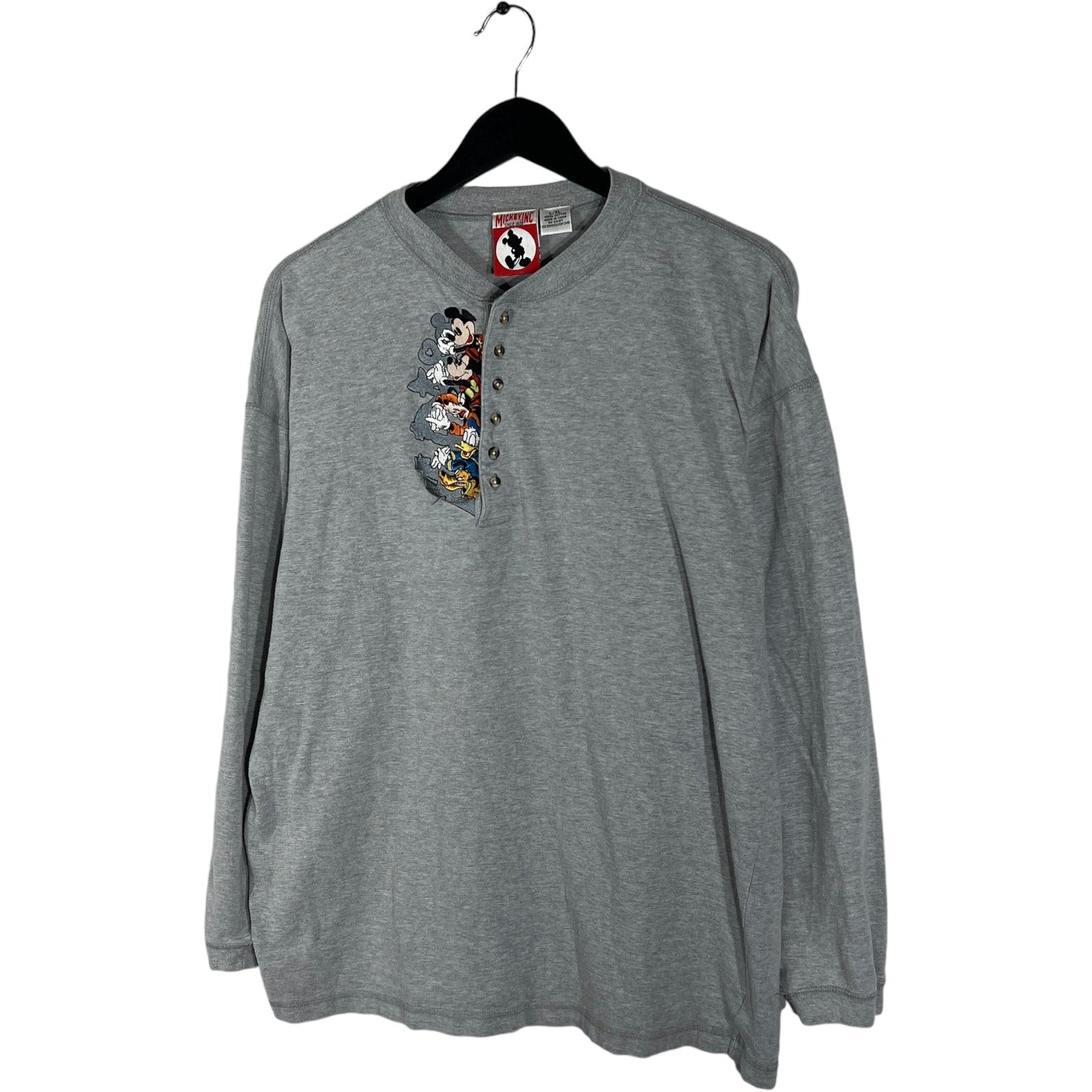 Collection of Mickey Inc Embroidered Characters Henley Long Sleeve in a gallery layout