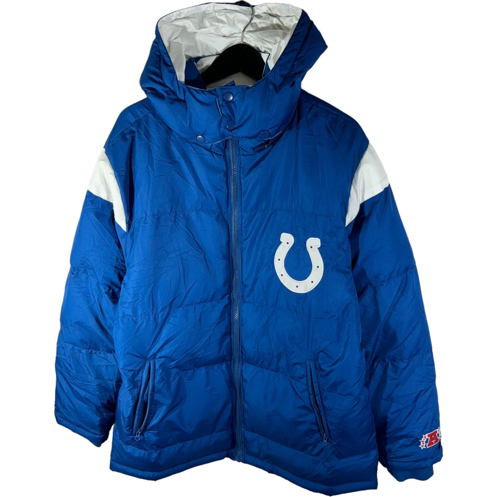 Collection of NFL Indianapolis Colts Full Zip Puffer Hooded Jacket in a gallery layout