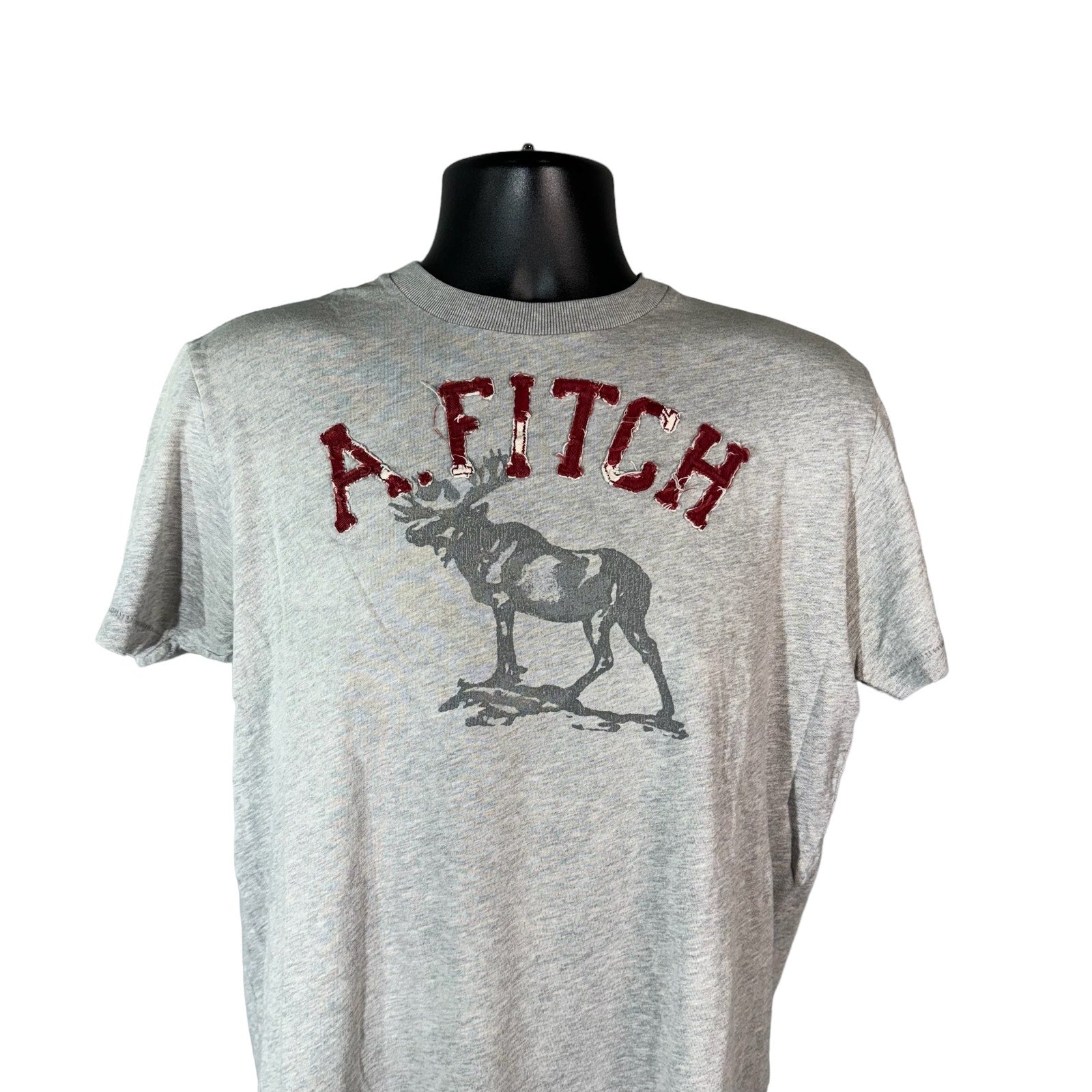 Collection of Abercrombie & Fitch Moose Graphic Patch Spellout Muscle Fit Tee in a gallery layout